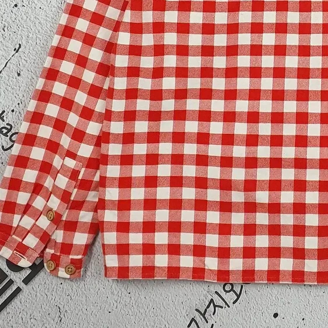 갭 GAP 클래식핏 하프버튼 셔츠 레드 깅엄체크 1100201 상품이미지7