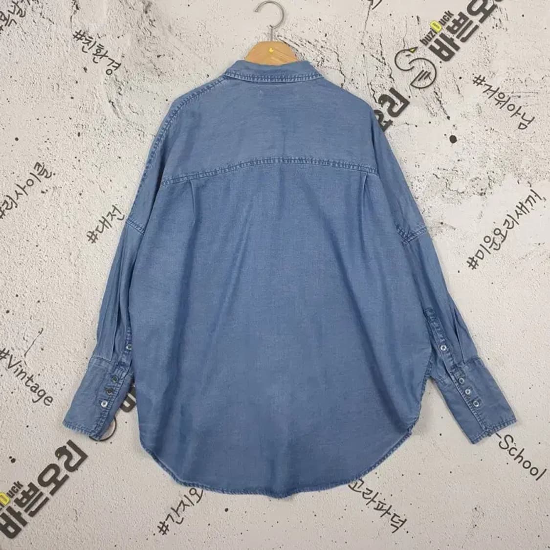캘빈클라인 CK 오버핏 데님 셔츠 블루 S 1100285 상품이미지2