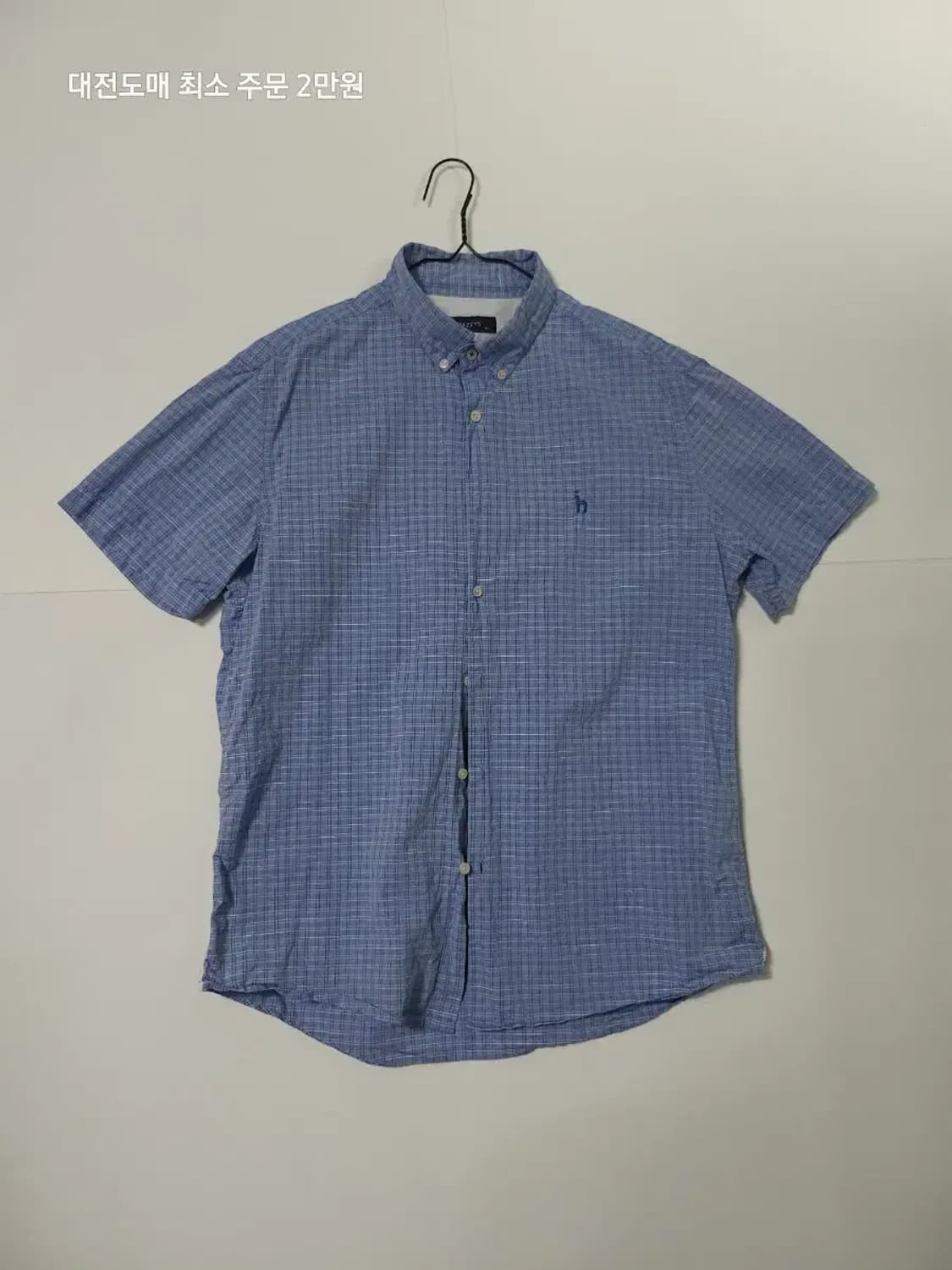 헤지스 블루 체크 반팔 셔츠 상품이미지1