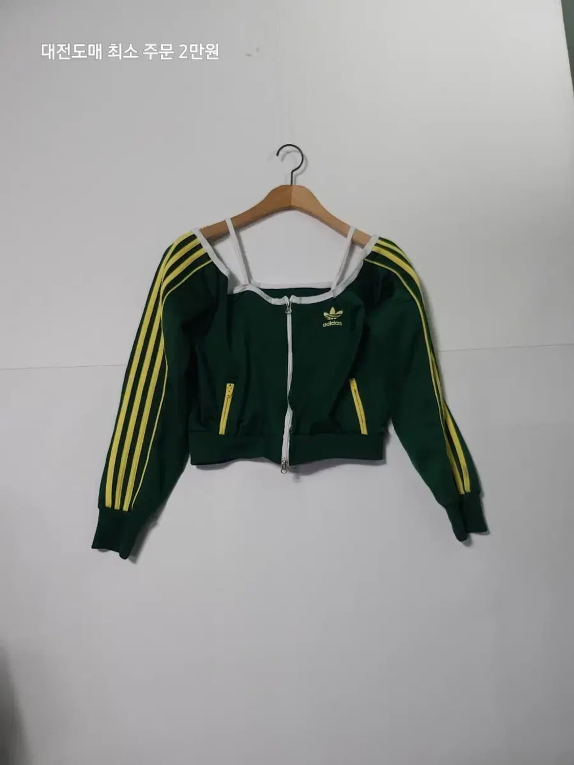아디다스 그린 삼선 크롭 트랙탑 상품이미지1