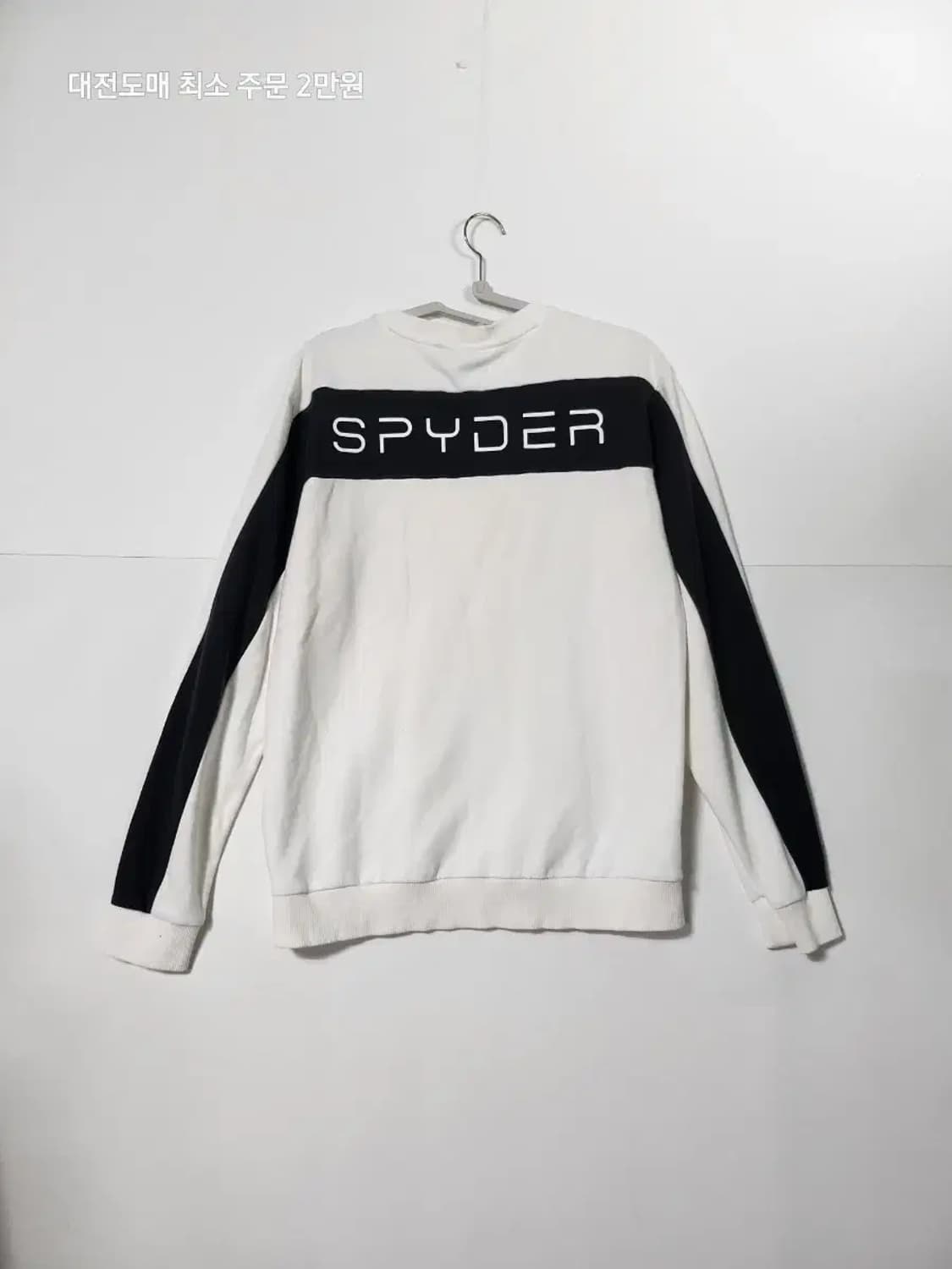 스파이더 화이트 맨투맨 블랙 라인 상품이미지2