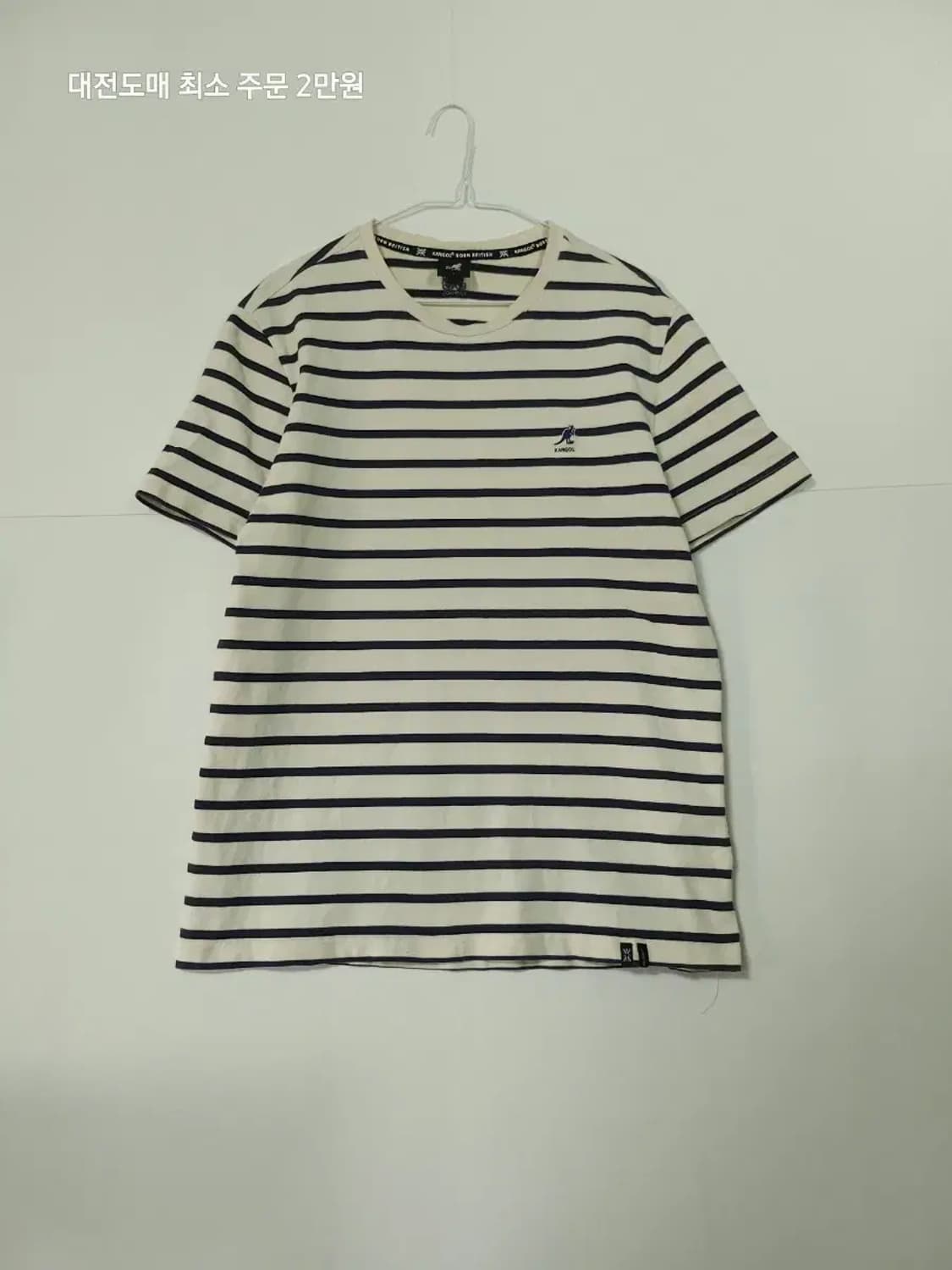 캉골 스트라이프 반팔 티셔츠 아이보리 네이비 상품이미지1