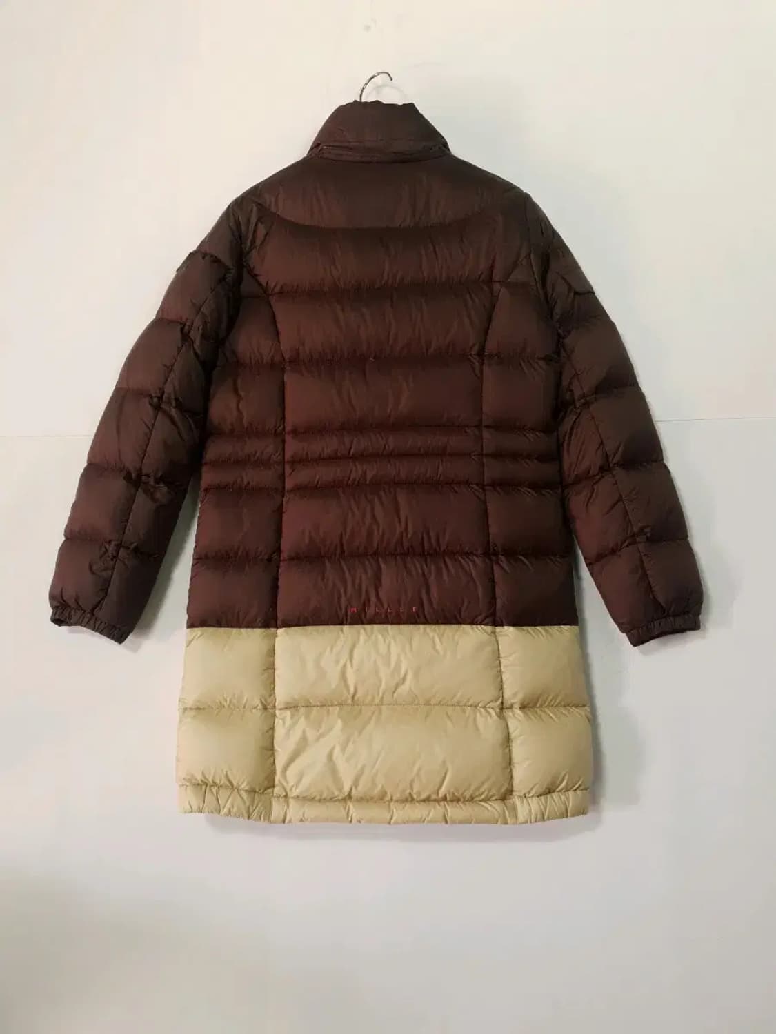 밀레 브라운/아이보리 배색 롱패딩 상품이미지2