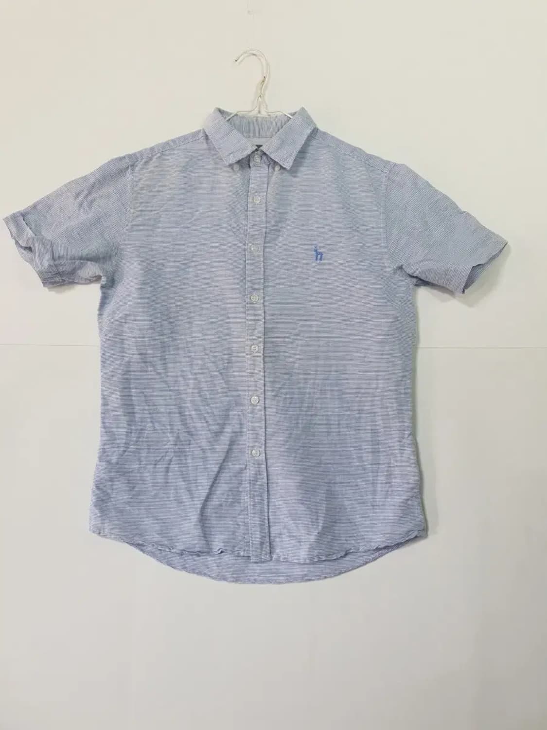 헤지스 블루 스트라이프 반팔 셔츠 상품이미지1