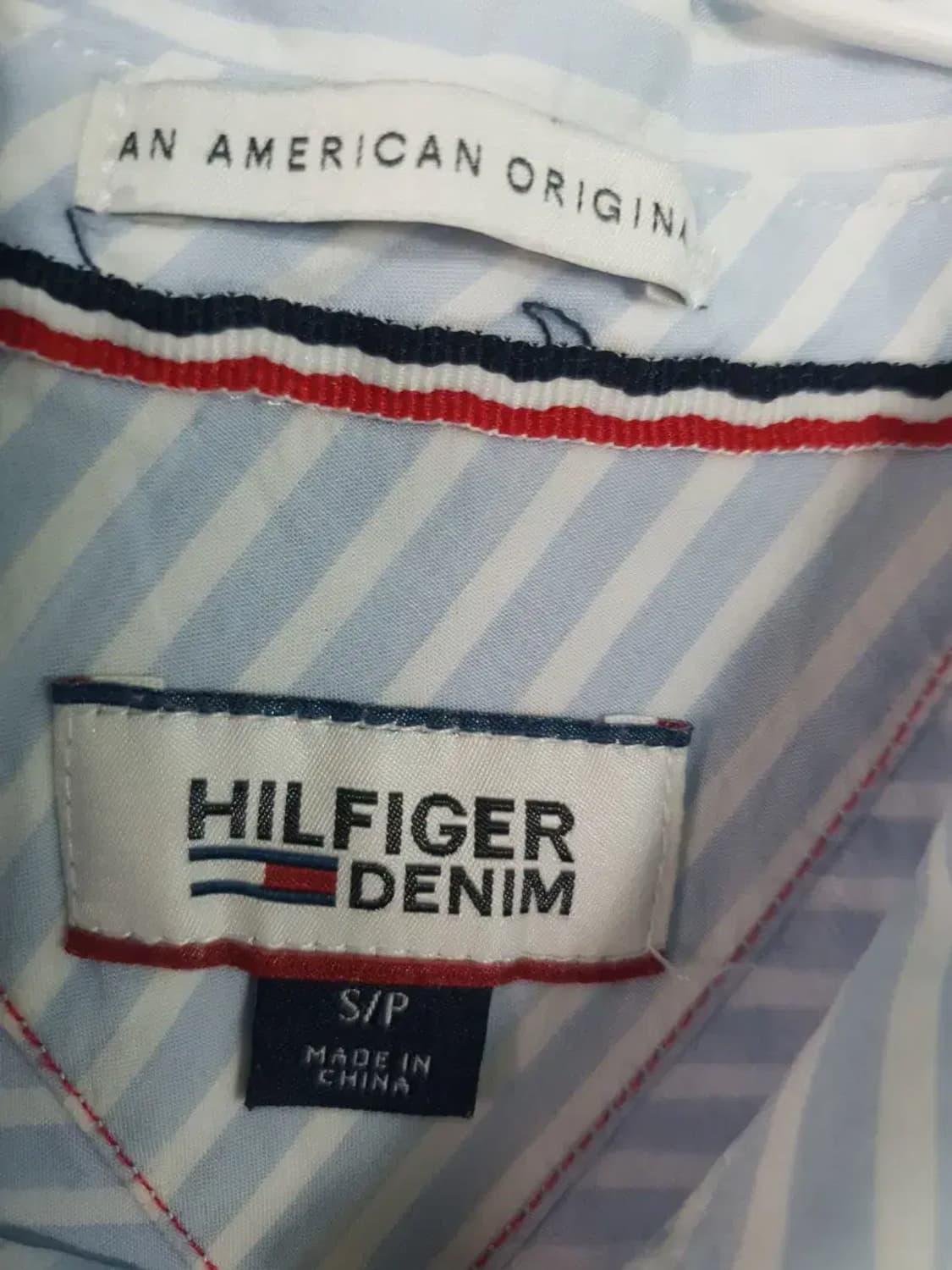 타미힐피거 스트라이프 셔츠 하늘색 상품이미지3