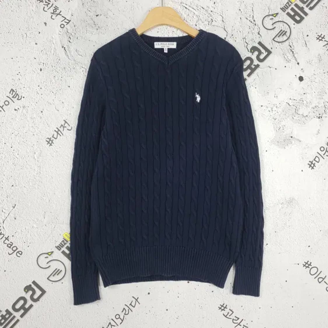 US 폴로 ASSN POLO 꽈배기 케이블 니트 네이비 2400069 상품이미지1