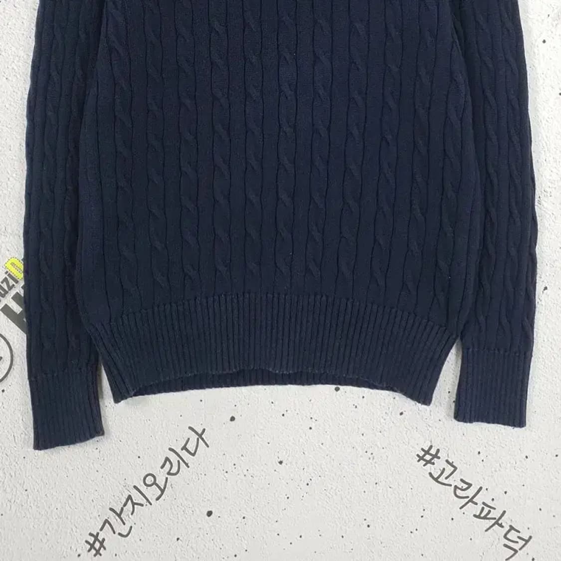 US 폴로 ASSN POLO 꽈배기 케이블 니트 네이비 2400069 상품이미지4