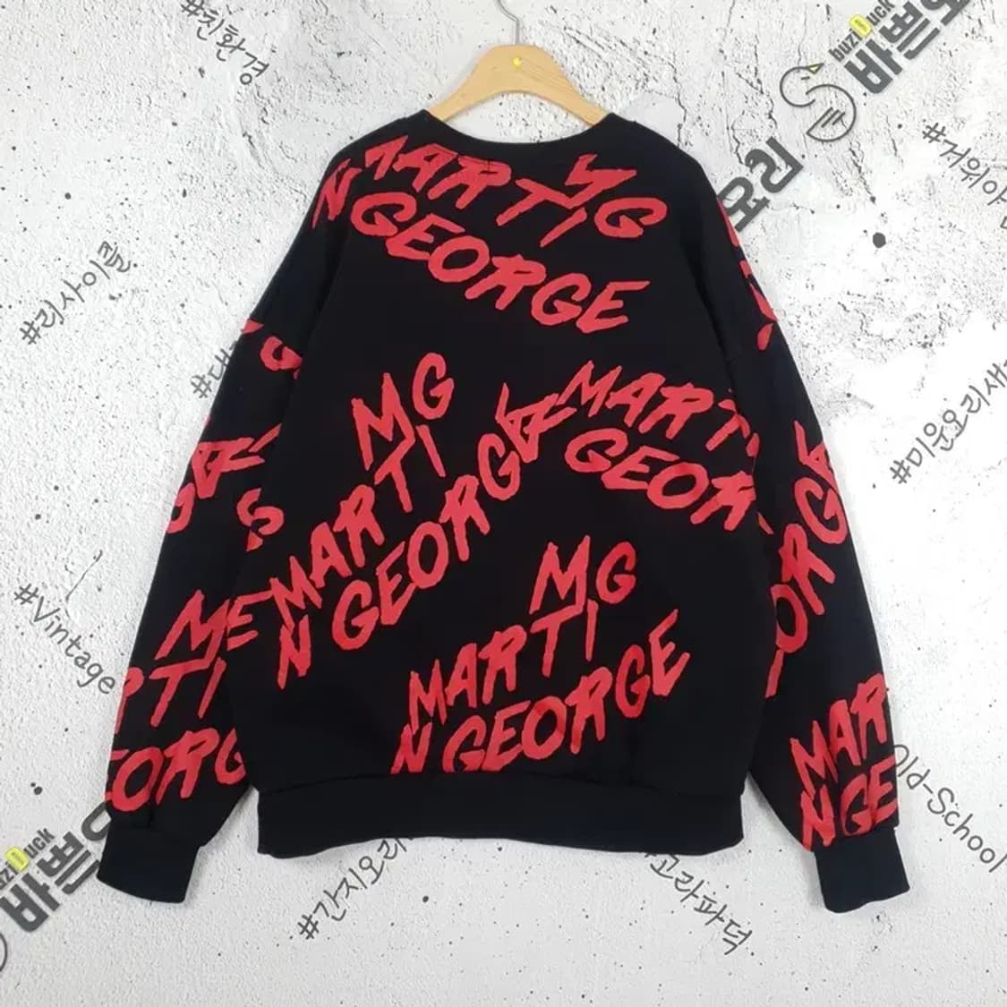 꼰스X이모티콘 오버핏 기모  맨투맨 블랙 2200100 상품이미지2