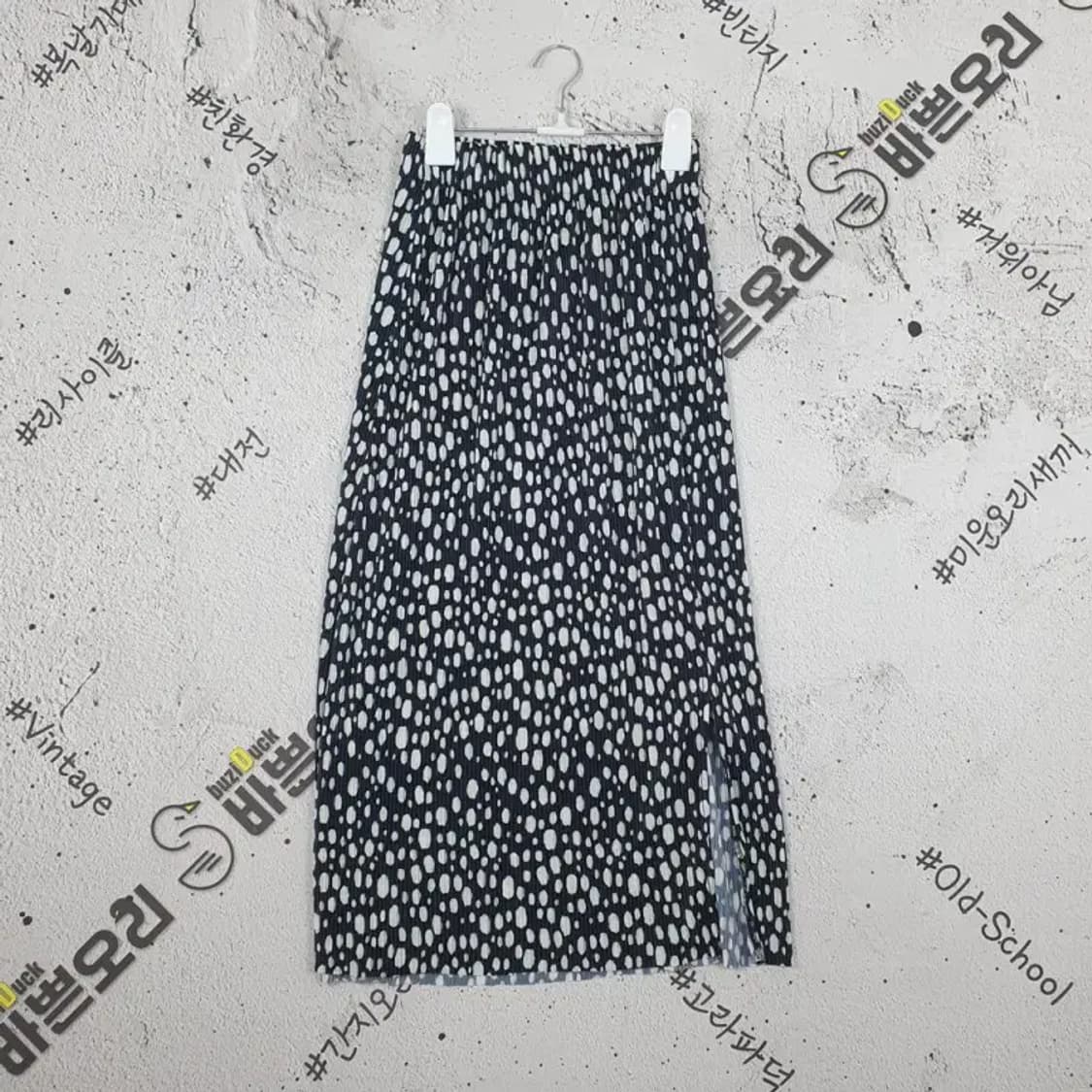 블랙 호피 레오파드 옆트임 롱스커트 블랙 F 4500043 상품이미지1