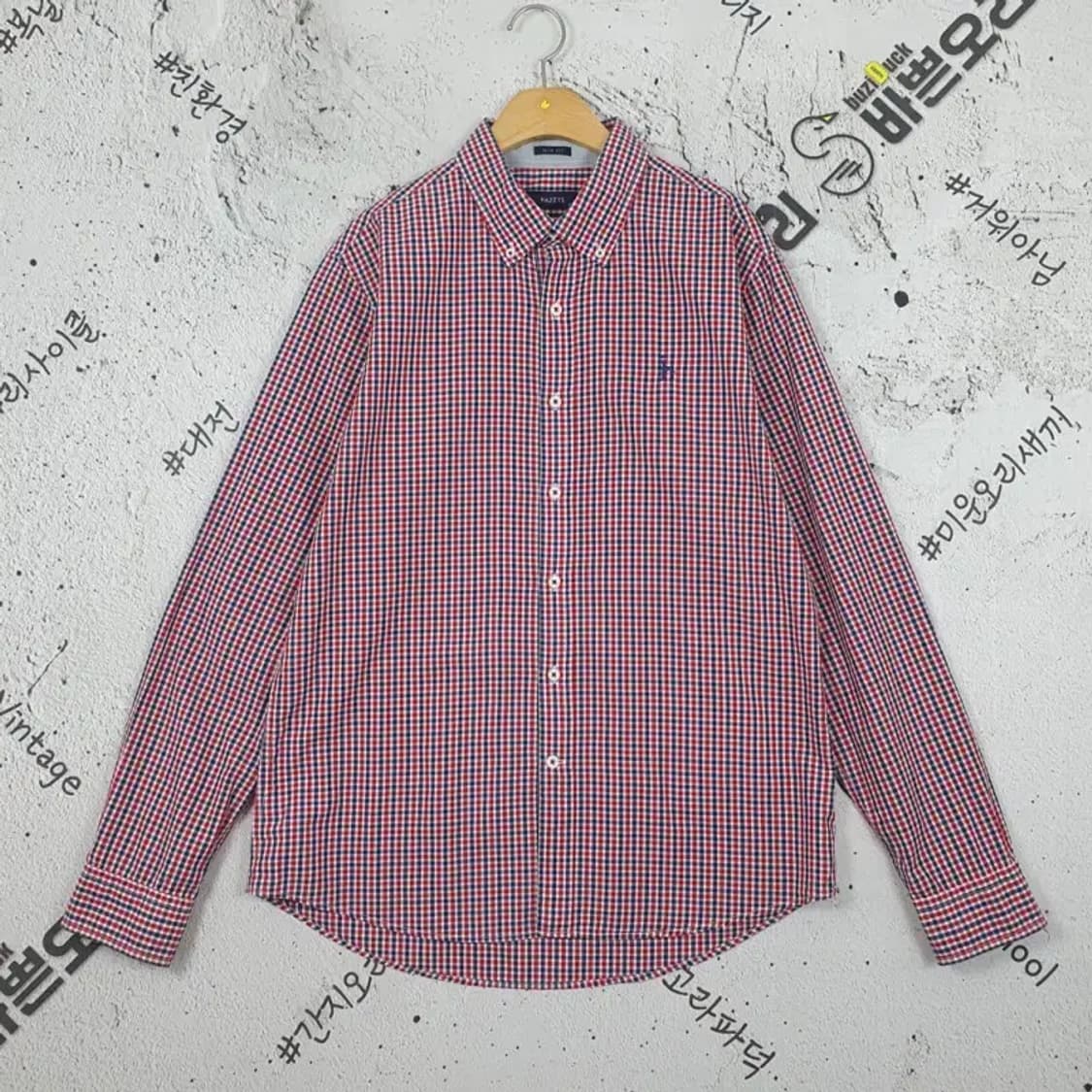 헤지스 HAZZYS 긴팔 남방 셔츠 투컬러깅엄 105 1100296 상품이미지1