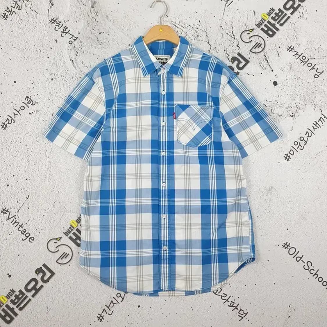 리바이스 LEVI'S 반팔 셔츠 남방 블루 타탄 L 1100298 상품이미지1