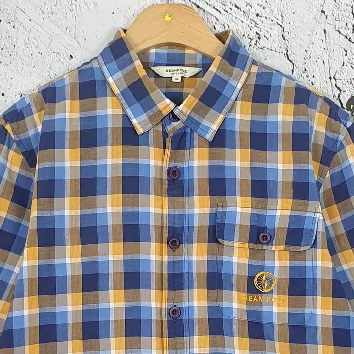 빈폴 긴팔 남방 셔츠 옐로우블루 타탄 95 1100301 상품이미지4