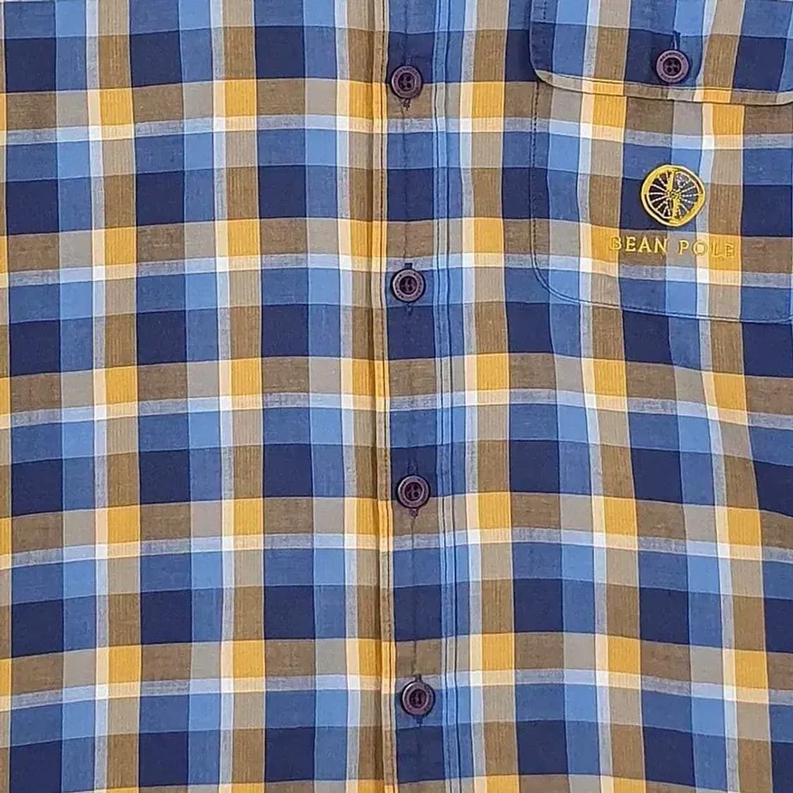 빈폴 긴팔 남방 셔츠 옐로우블루 타탄 95 1100301 상품이미지5