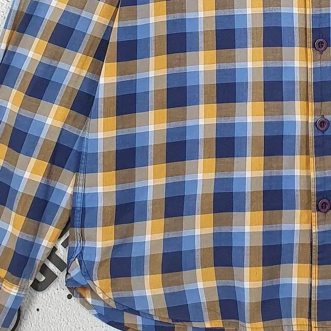 빈폴 긴팔 남방 셔츠 옐로우블루 타탄 95 1100301 상품이미지6