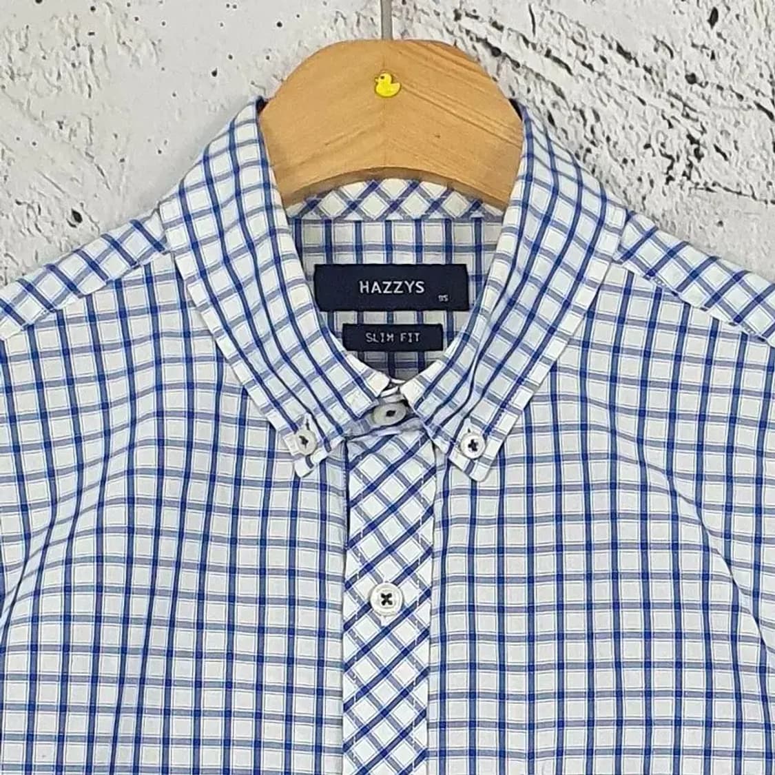 헤지스 HAZZYS 반팔 남방 셔츠 블루 윈도우페인 95 1100306 상품이미지4