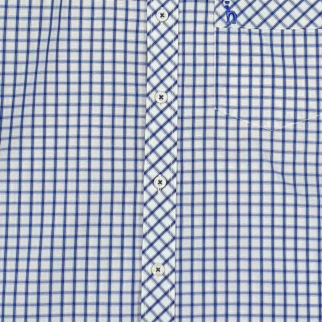 헤지스 HAZZYS 반팔 남방 셔츠 블루 윈도우페인 95 1100306 상품이미지5