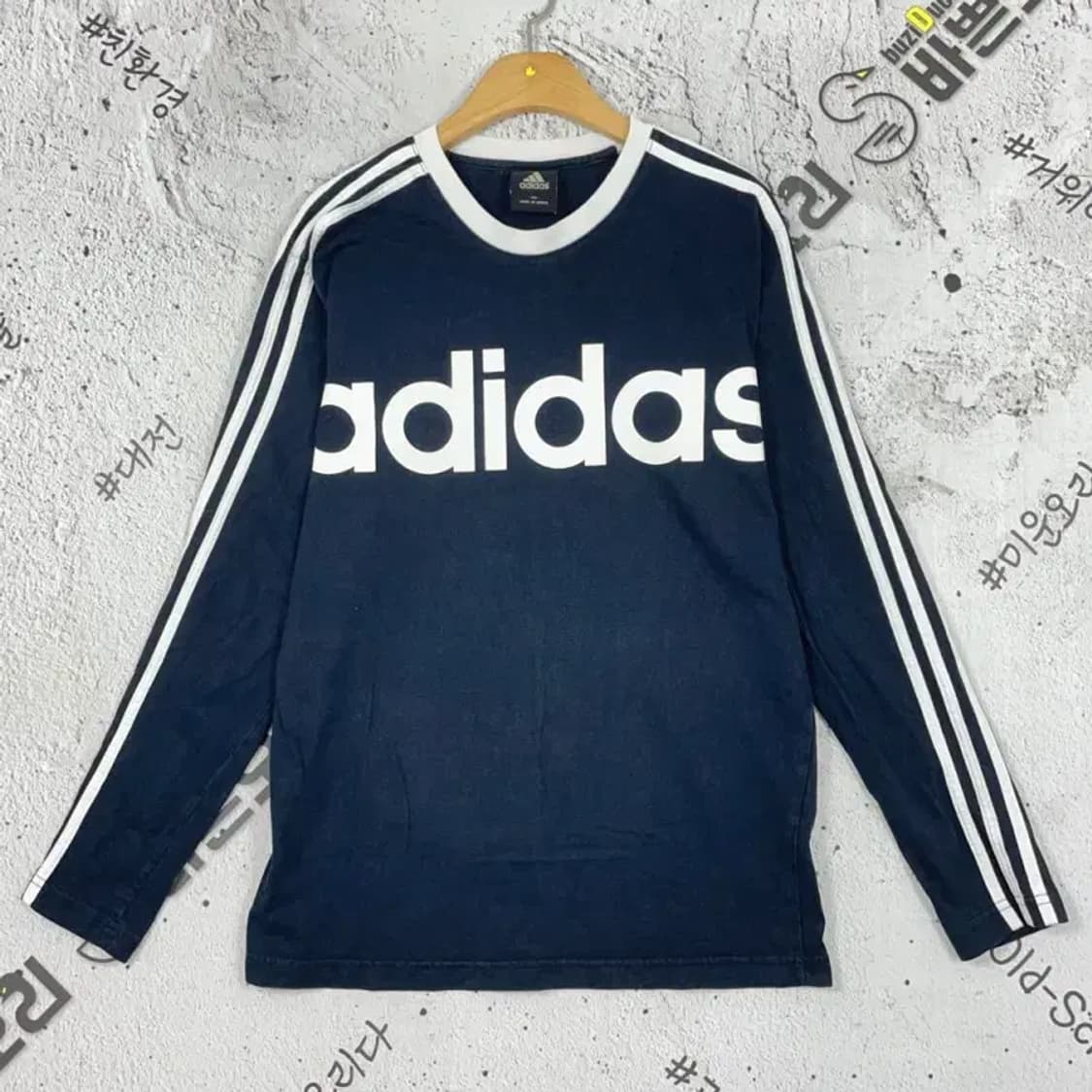 아디다스 ADIDAS 흰검 긴팔 티셔츠 네이비 95 2100107 상품이미지1