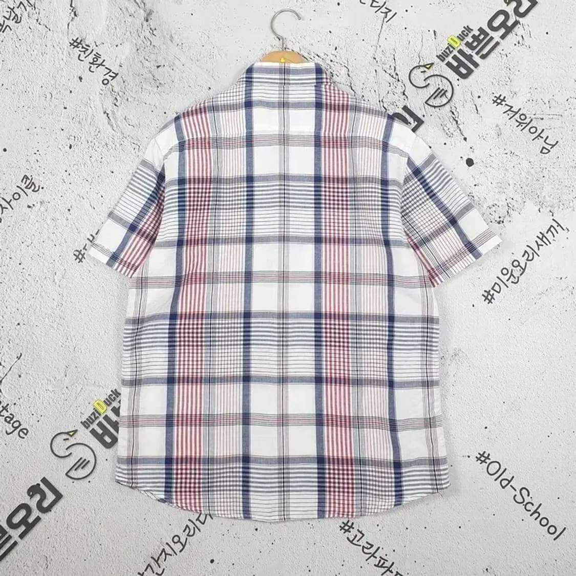 헤지스 HAZZYS 마면혼방 셔츠 레드 네이비 타탄체크 1100147 상품이미지2