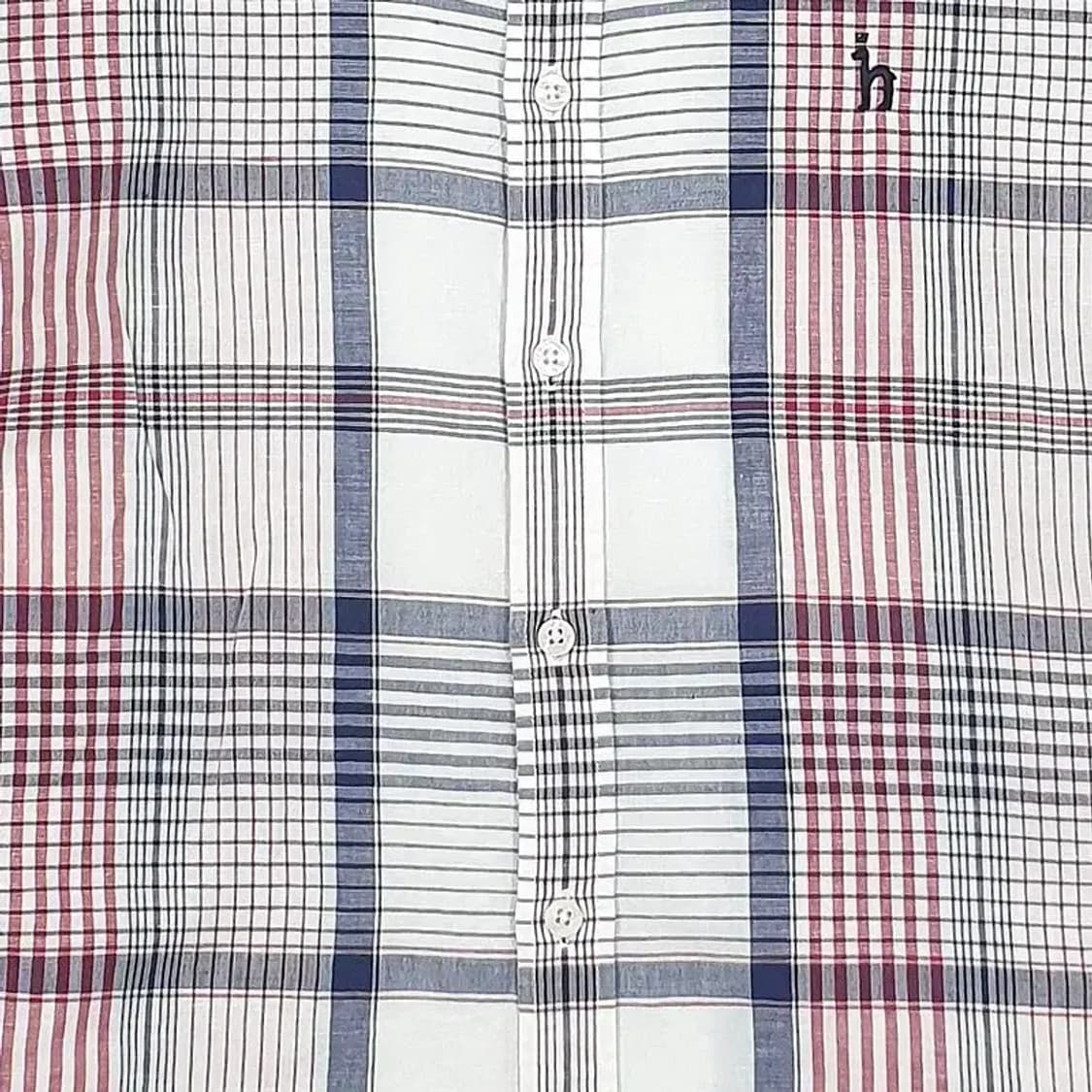 헤지스 HAZZYS 마면혼방 셔츠 레드 네이비 타탄체크 1100147 상품이미지4