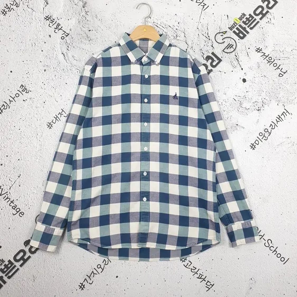 빈폴 BEANPOLE 셔츠 네이비 그린 깅엄 1100158 상품이미지1