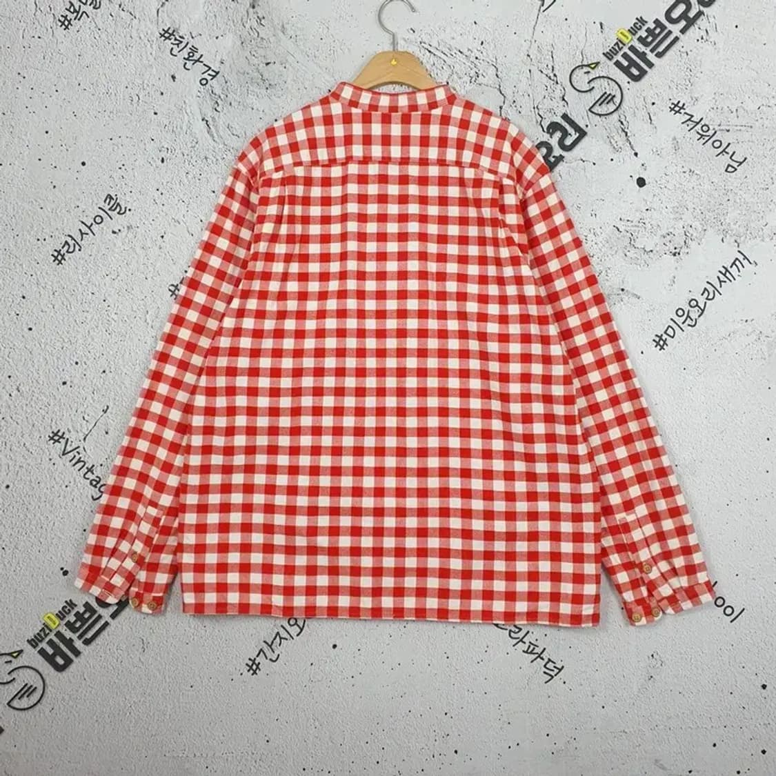 갭 GAP 클래식핏 하프버튼 셔츠 레드 깅엄체크 1100201 상품이미지2