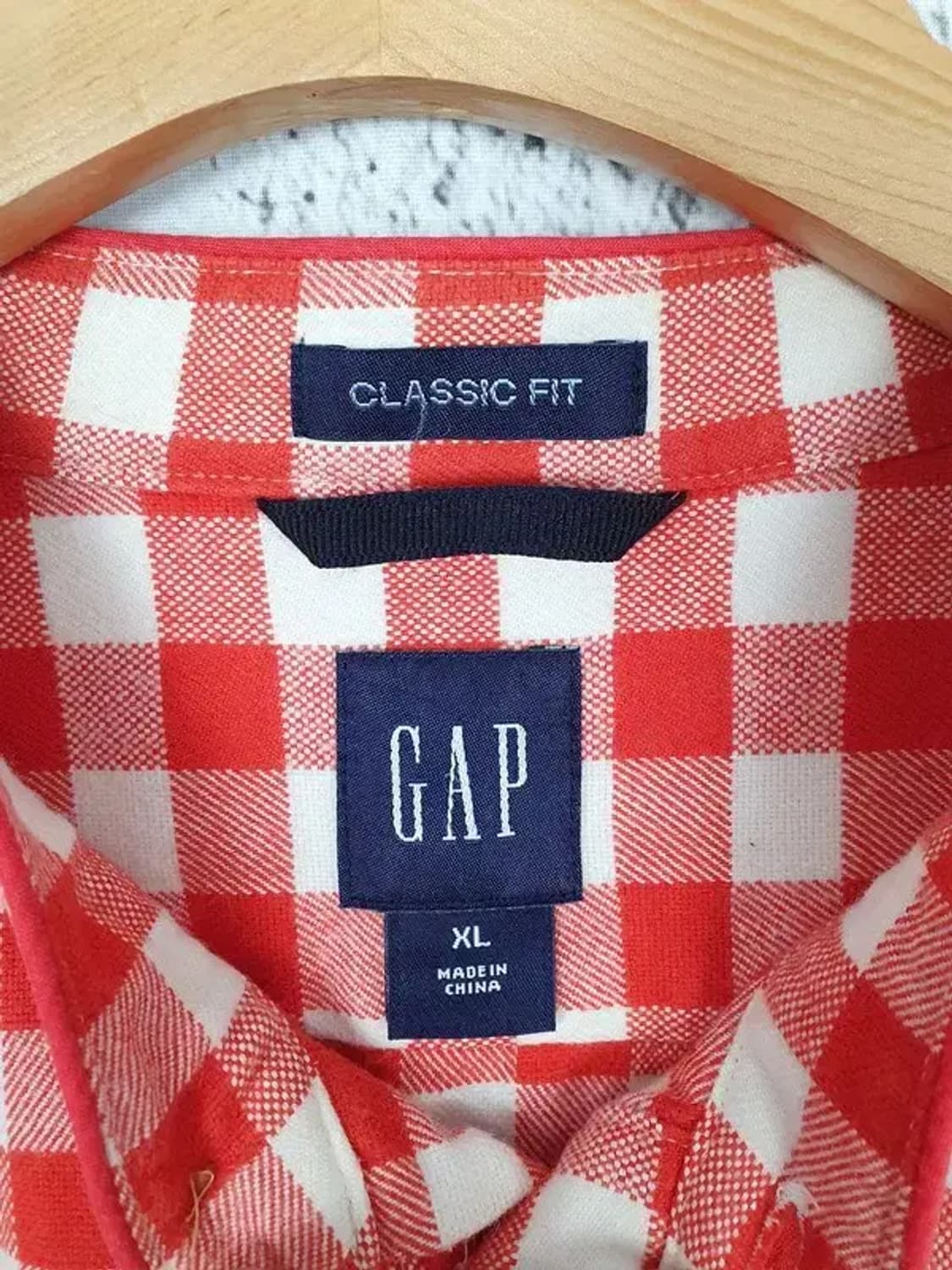 갭 GAP 클래식핏 하프버튼 셔츠 레드 깅엄체크 1100201 상품이미지9