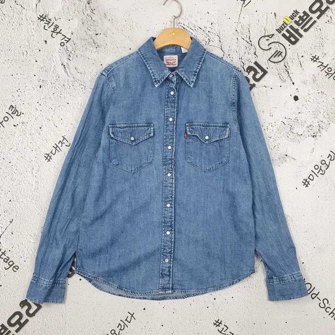 리바이스 LEVI'S 여성 데님 셔츠 진청 블루 1100139 상품이미지1