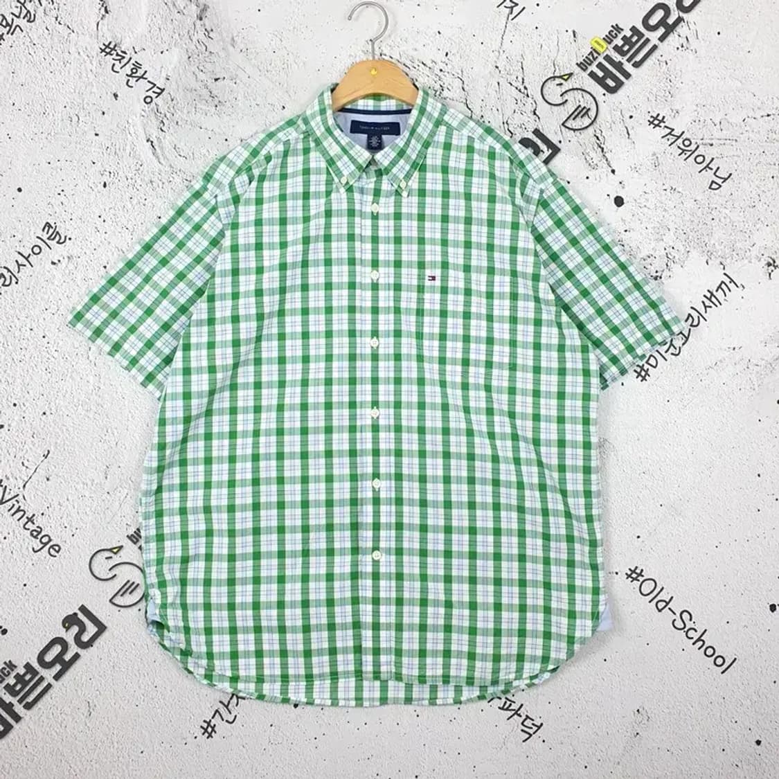 타미힐피거 TOMMY HILFIGER 셔츠 그린 타탄체크 1100140 상품이미지1