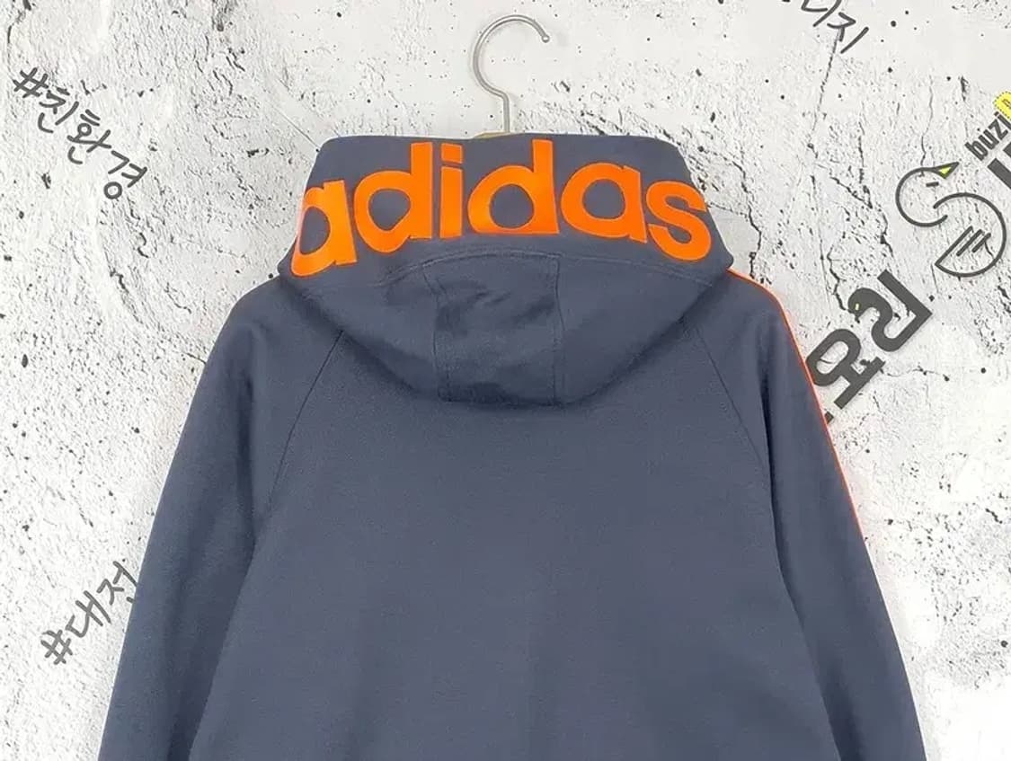 아디다스 ADIDAS 후드 집업 져지 그레이 네온 주황 3100138 상품이미지7