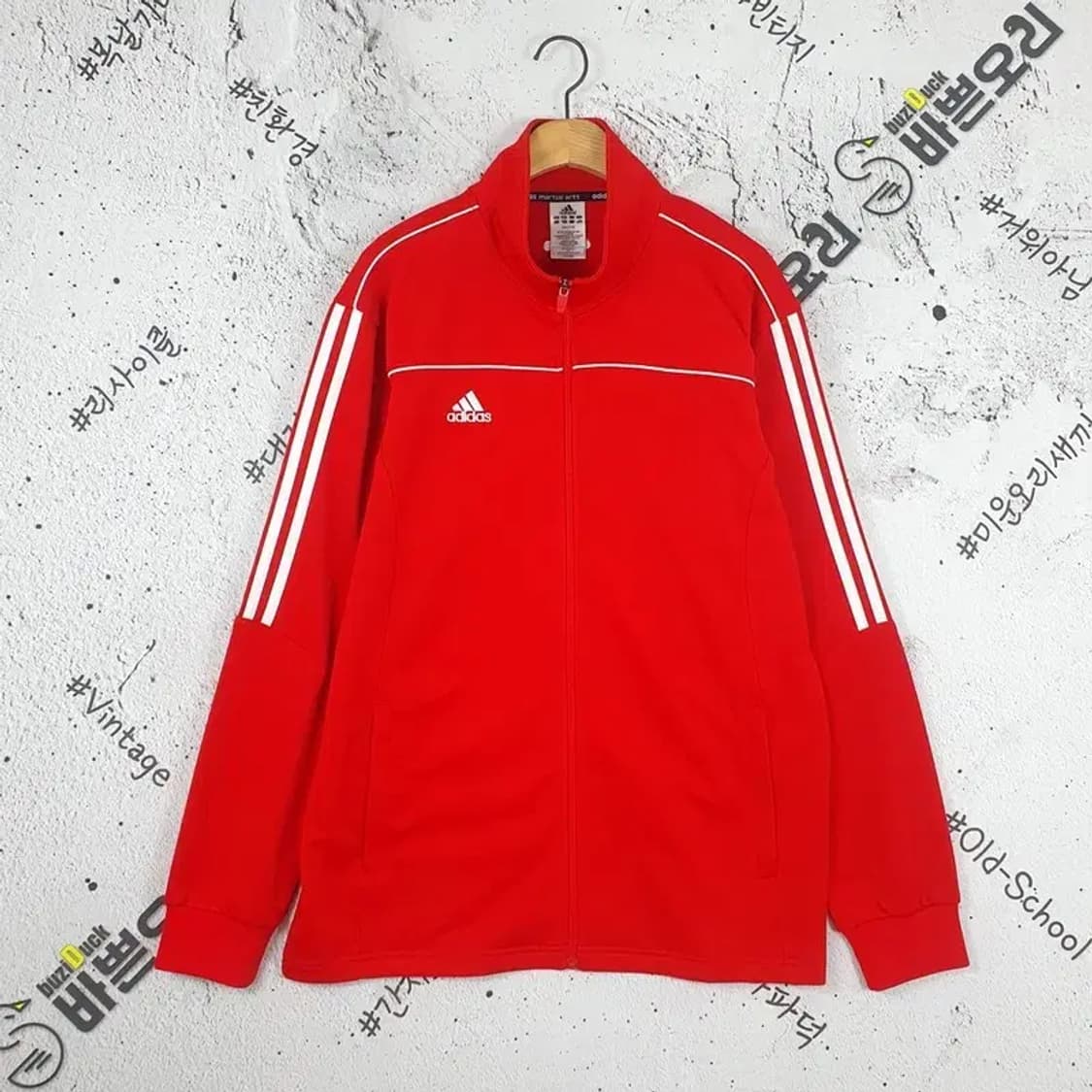아디다스 ADIDAS 자수로고 삼선 트랙탑 집업 져지 레드 3100026 상품이미지1
