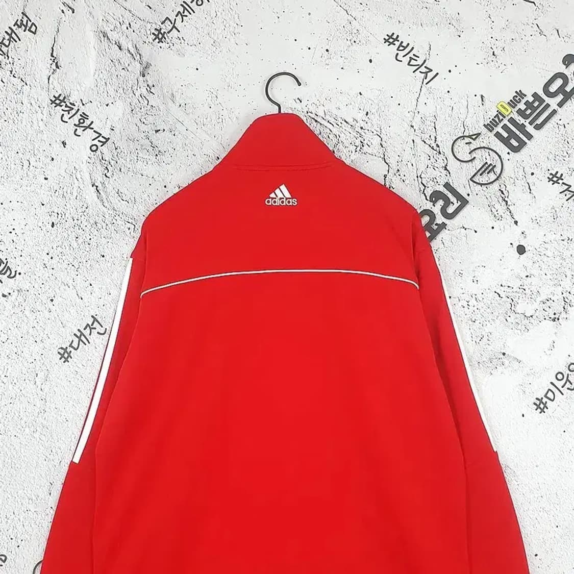 아디다스 ADIDAS 자수로고 삼선 트랙탑 집업 져지 레드 3100026 상품이미지4