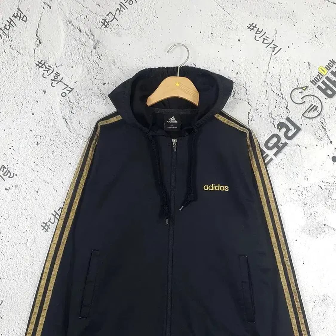 아디다스 삼선 지그재그 검골 집업 후드 져지 블랙 3100029 상품이미지4