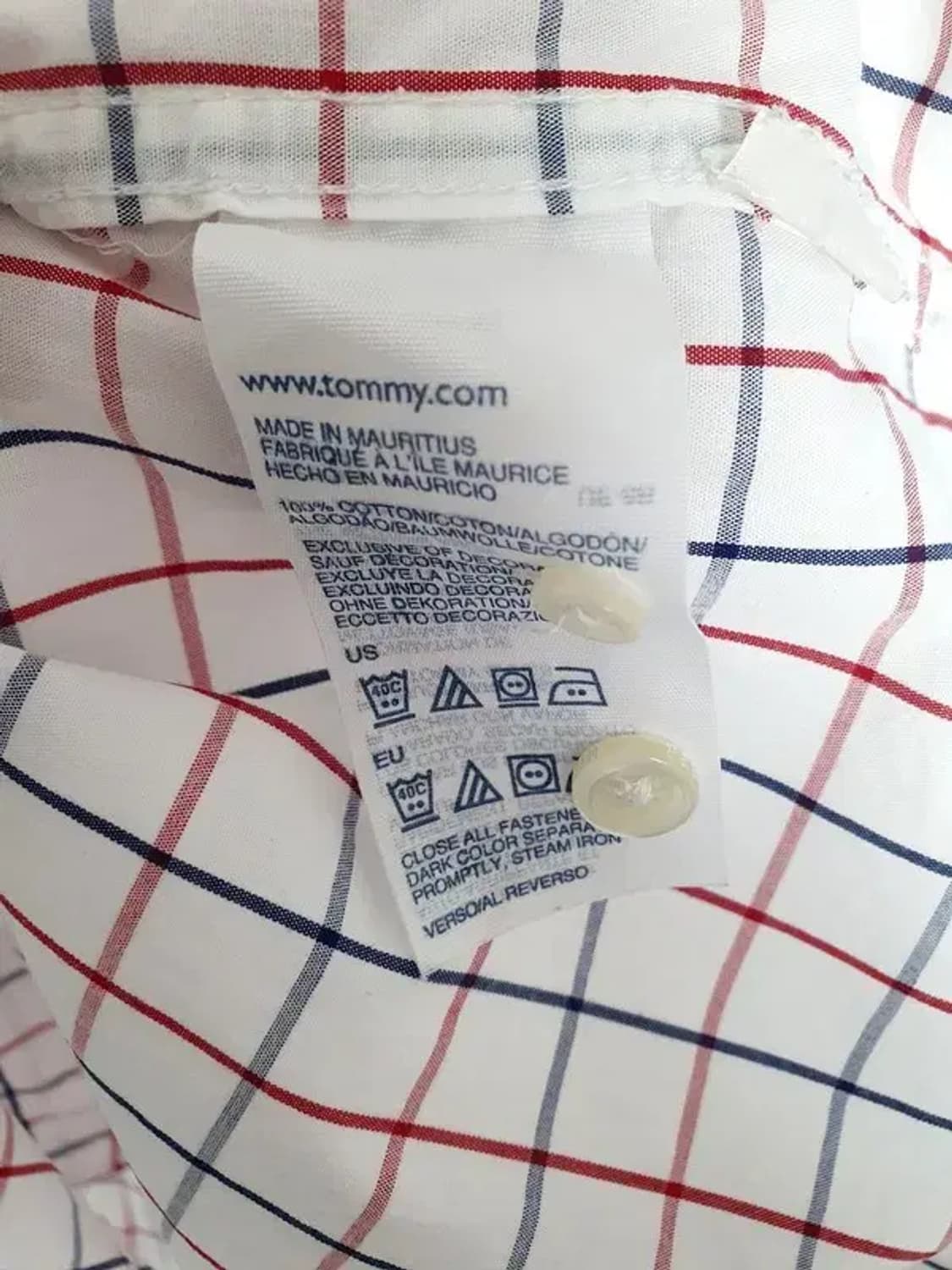 타미힐피거 TOMMY 셔츠 화이트 블루레드라인 체크 1100065 상품이미지10