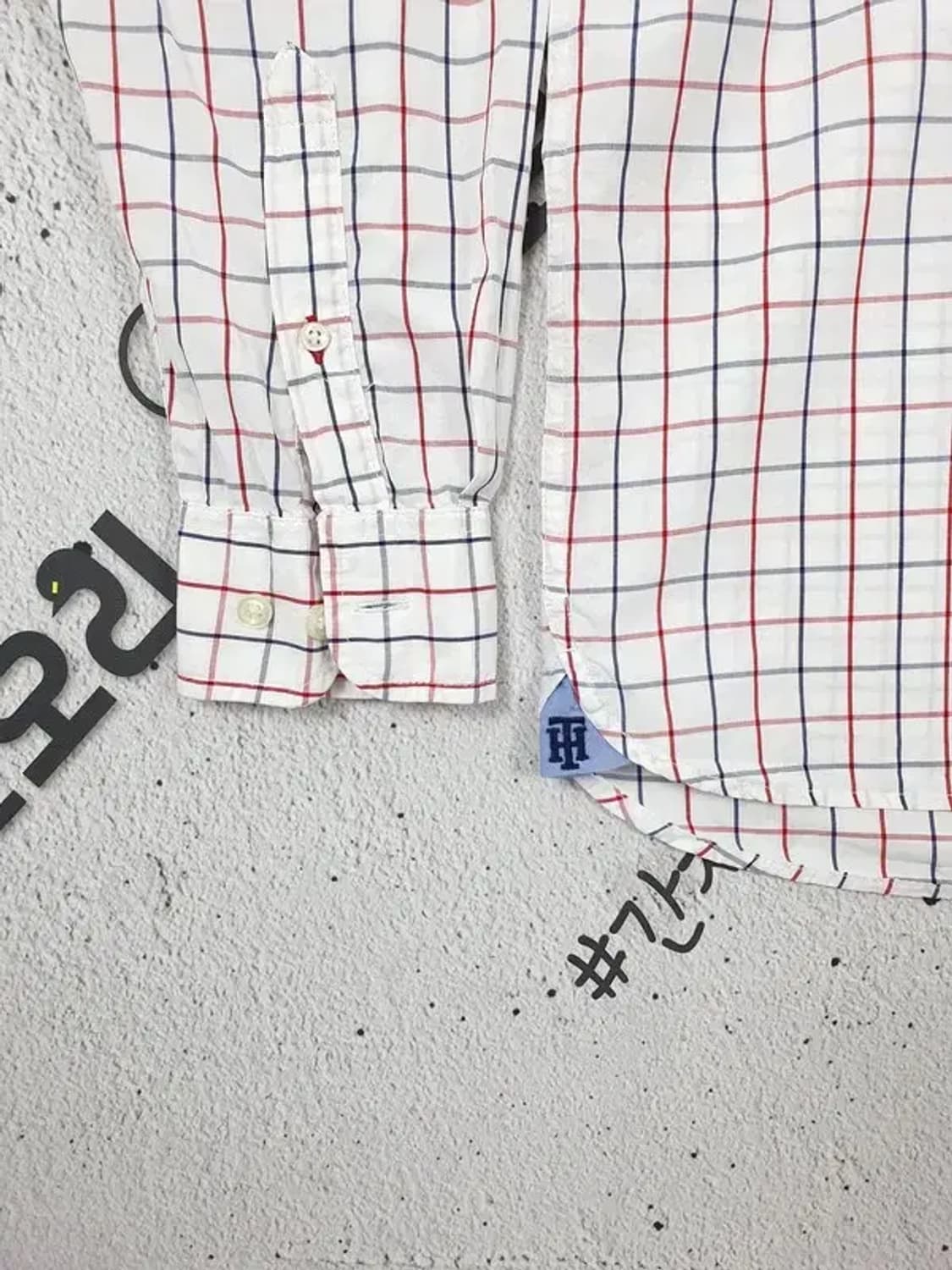 타미힐피거 TOMMY 셔츠 화이트 블루레드라인 체크 1100065 상품이미지8