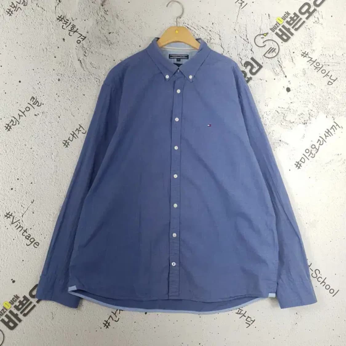타미힐피거 TOMMY HILFIGER 셔츠 블루 솔리드 1100079 상품이미지1