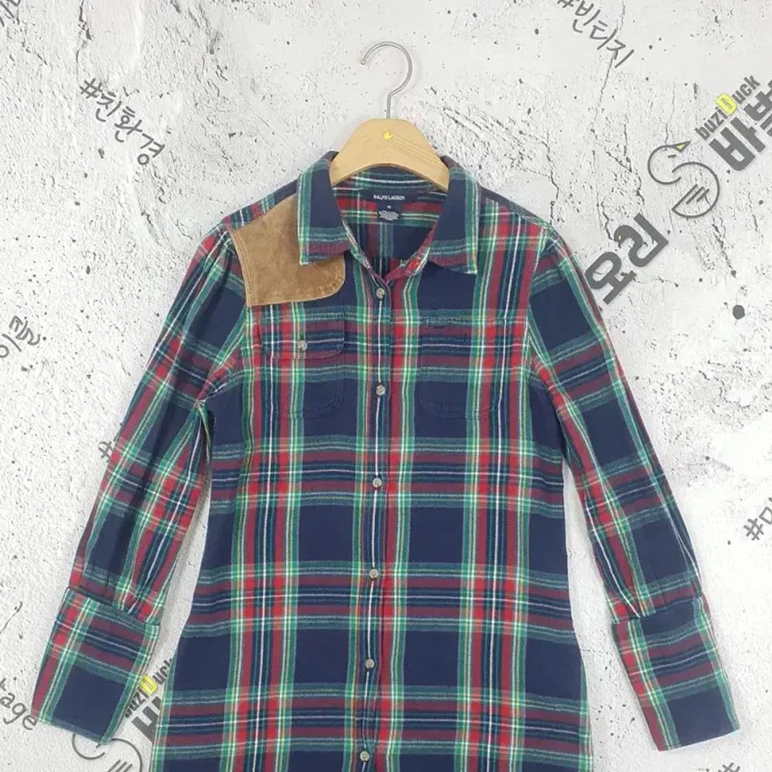 폴로 랄프로렌 RALPH LAUREN 롱 셔츠 네이비 체크 1100043 상품이미지4