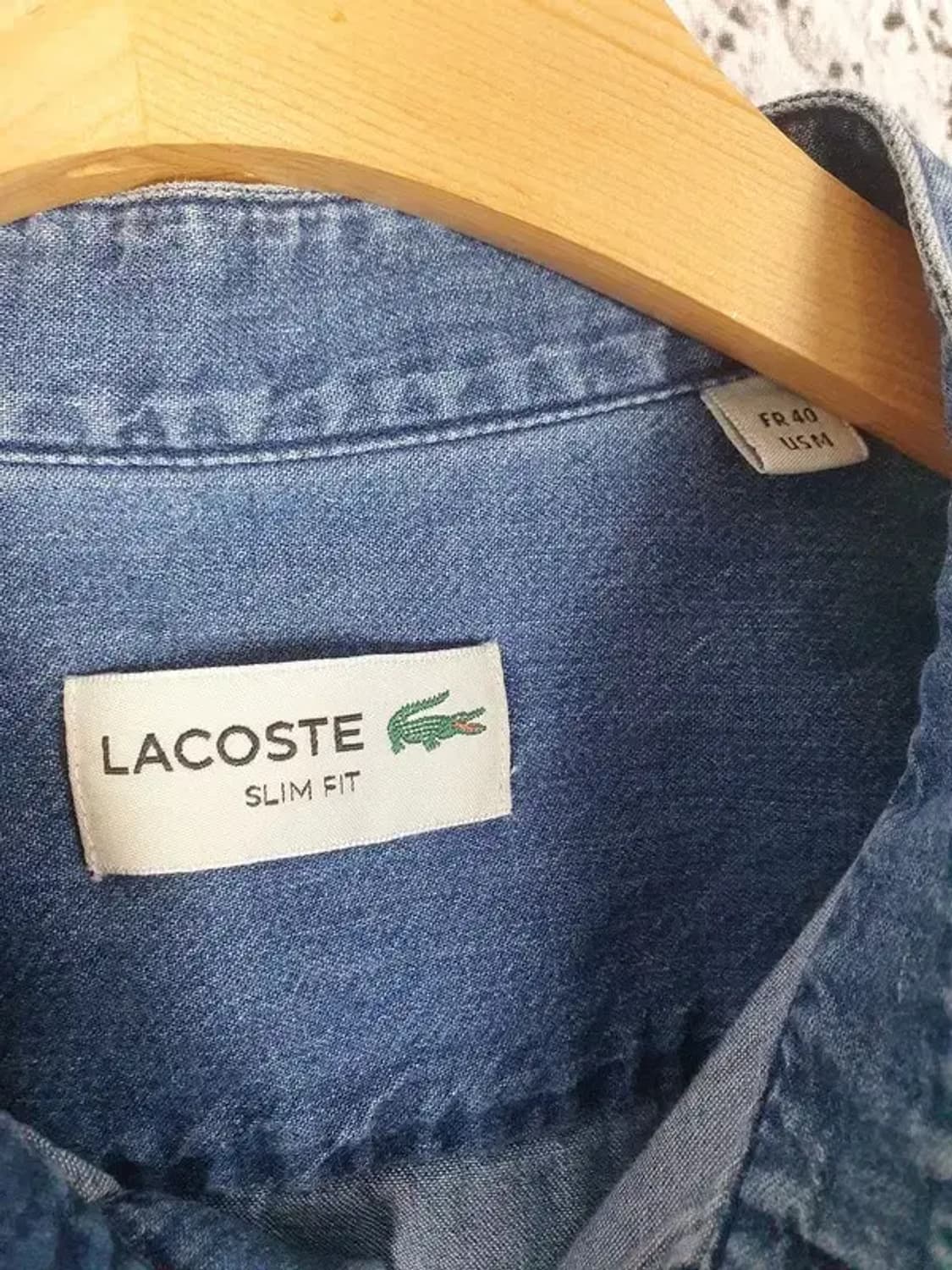 라코스테 LACOSTE 슬림핏 헨리넥 데님 셔츠 네이비 1100035 상품이미지8