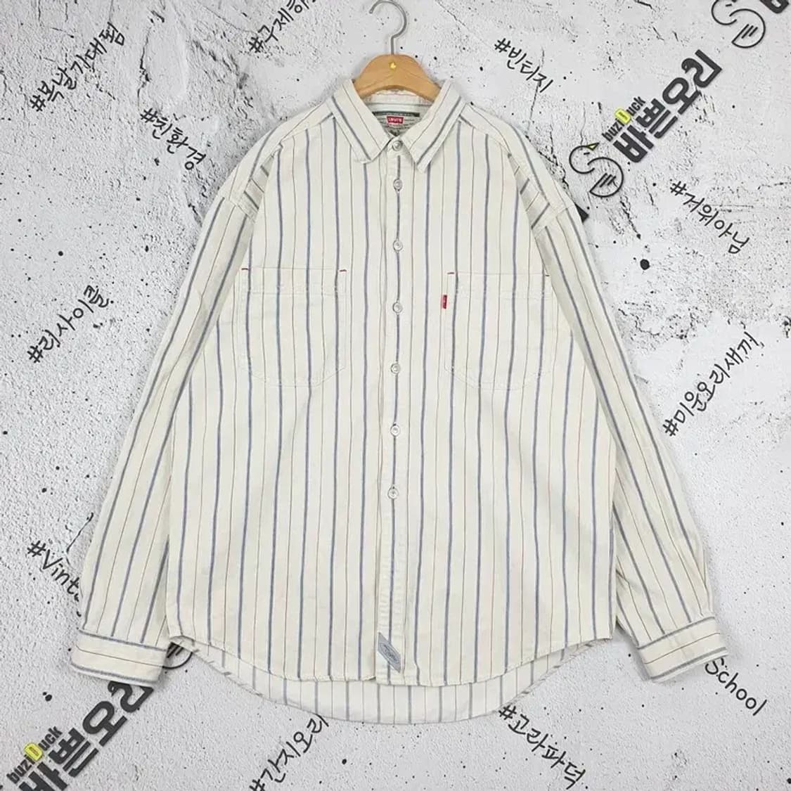 리바이스 90s 웨스턴 셔츠 스트라이프 크림 1100061 상품이미지1