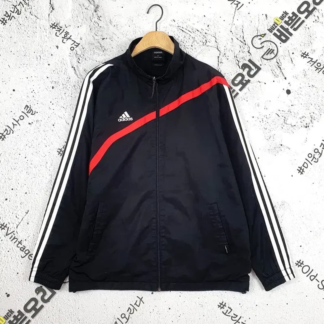 아디다스 ADIDAS 올드스쿨 바람막이 자켓 블랙 레드라인 3800032 상품이미지1