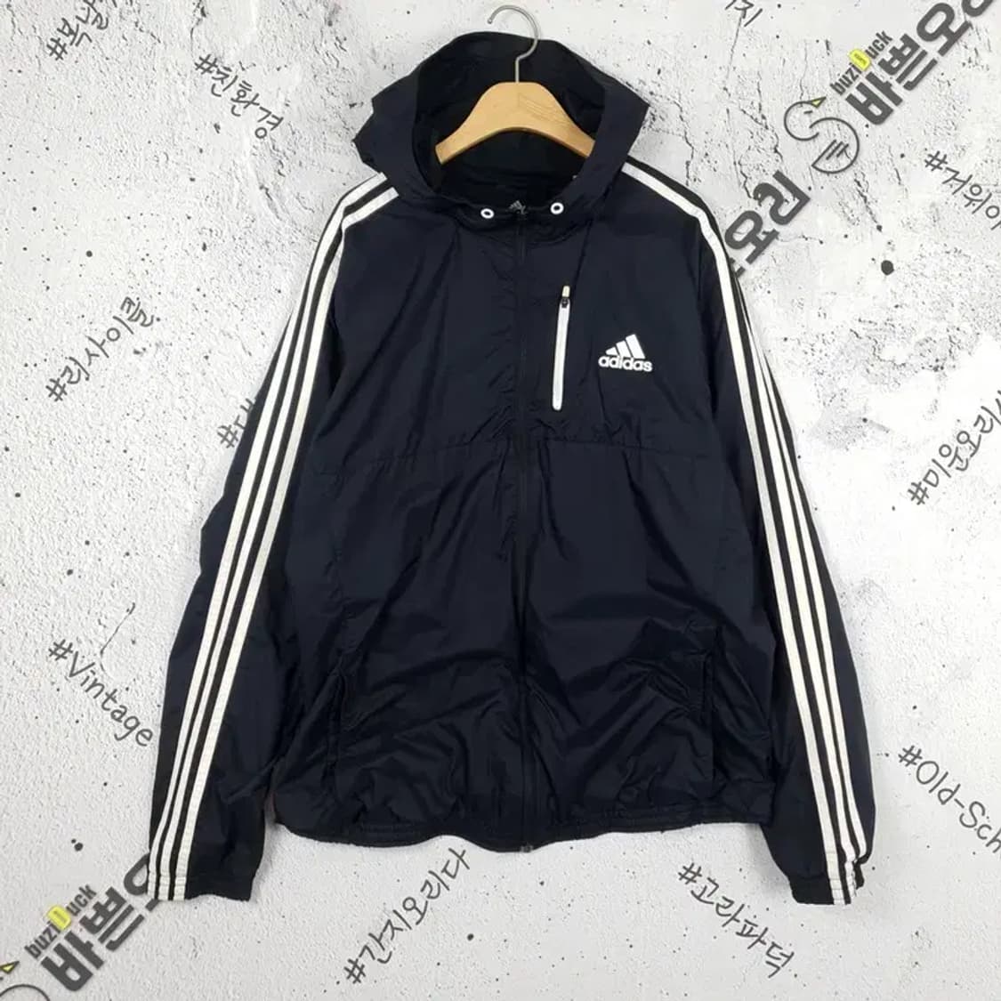 아디다스 ADIDAS 삼선 후드 바람막이 자켓 블랙 3800046 상품이미지1