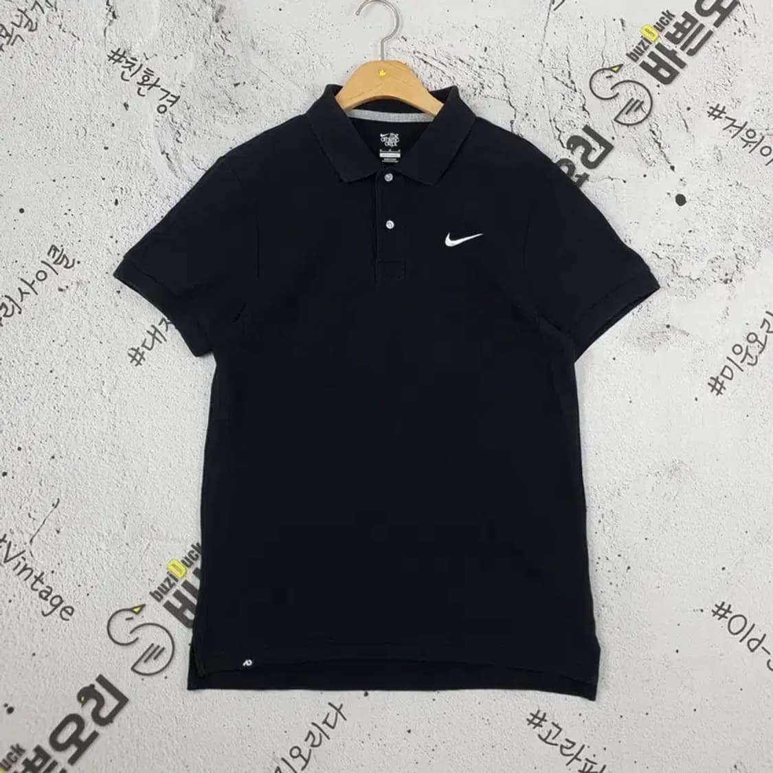 나이키 NIKE 스우시 반팔 카라티 블랙 M 1000092 상품이미지1