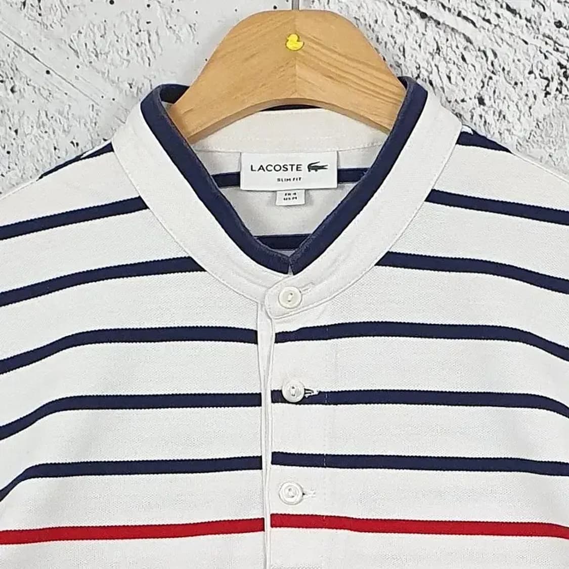 라코스테 LACOSTE 헨리넥 반팔 티 화이트 4 1000242 상품이미지6