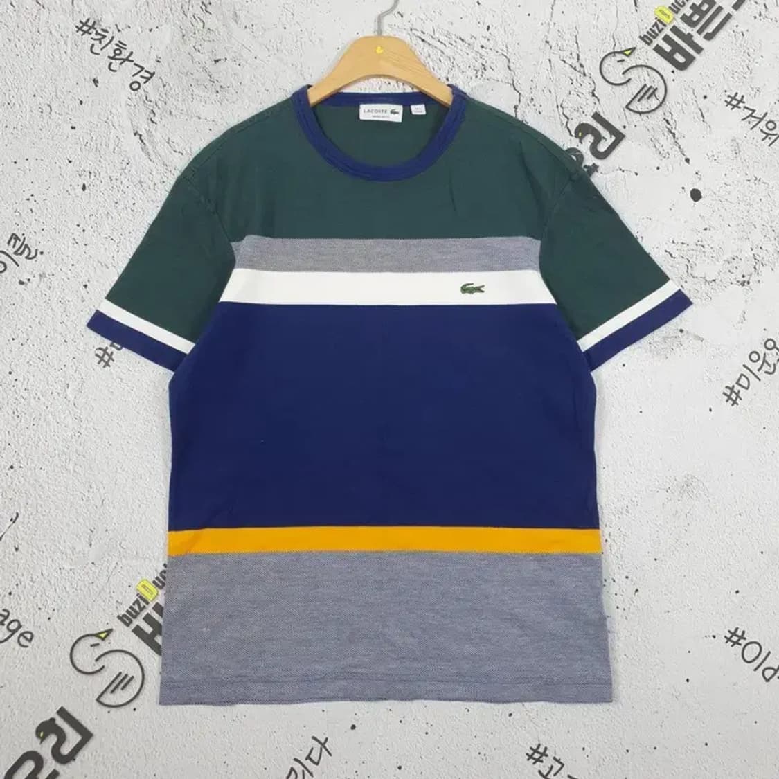 라코스테 LACOSTE 반팔 티 네이비 그린 4 1000279 상품이미지1