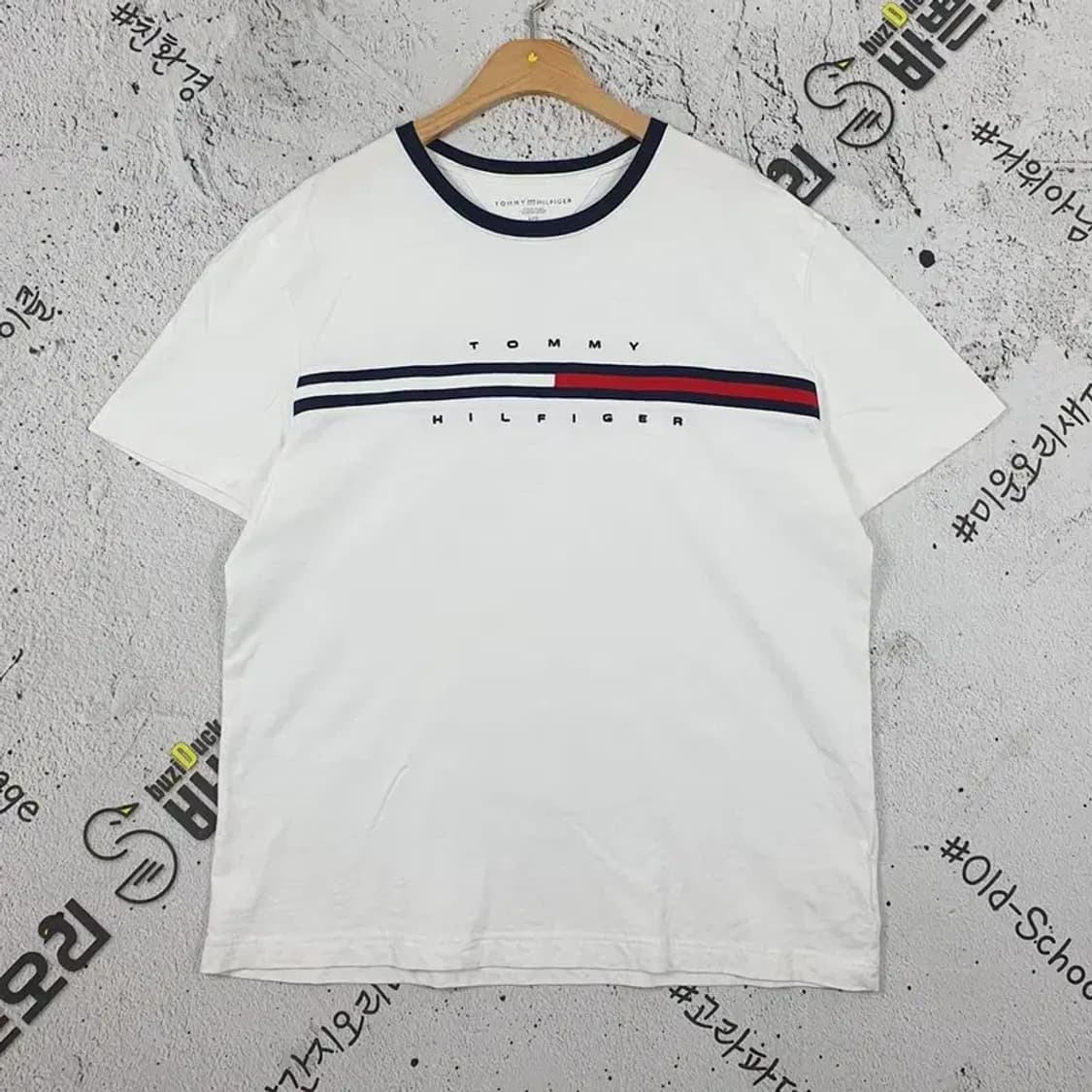 타미힐피거 TOMMY 자수로고 반팔 티 화이트 L 1000438 상품이미지1