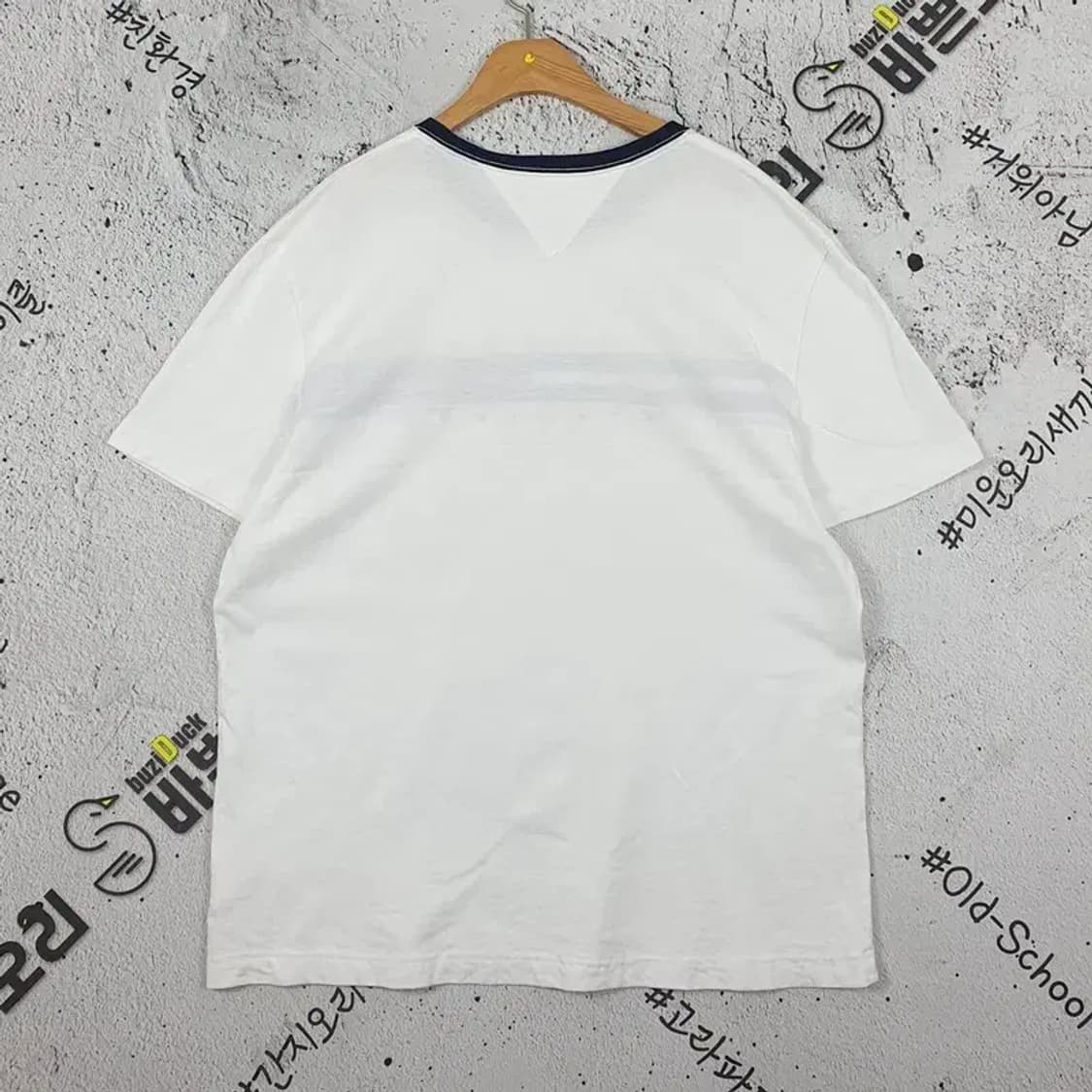 타미힐피거 TOMMY 자수로고 반팔 티 화이트 L 1000438 상품이미지2