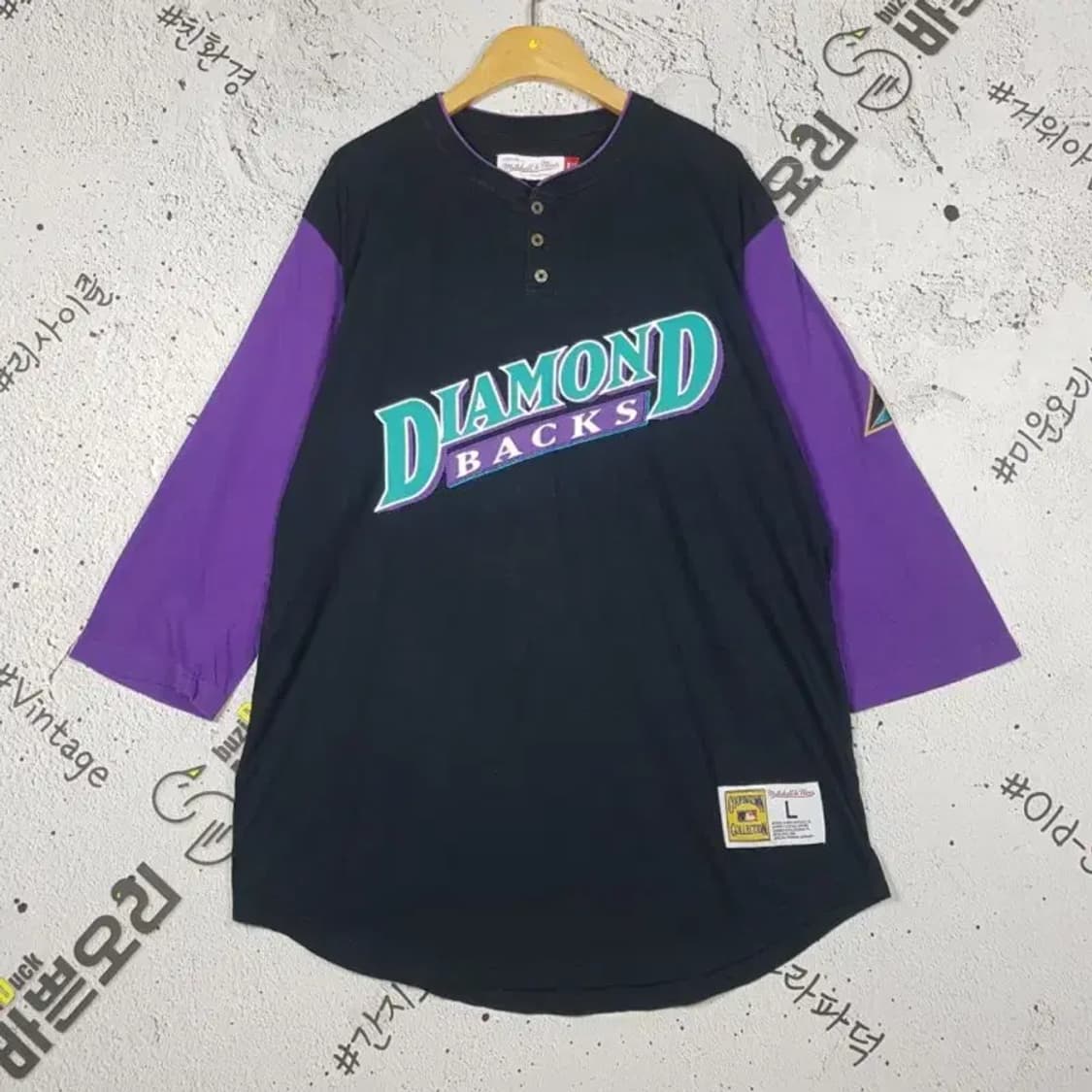 MITCHELL&NESS 애리조나 3/4 반팔 티 블랙 L 2100127 상품이미지1