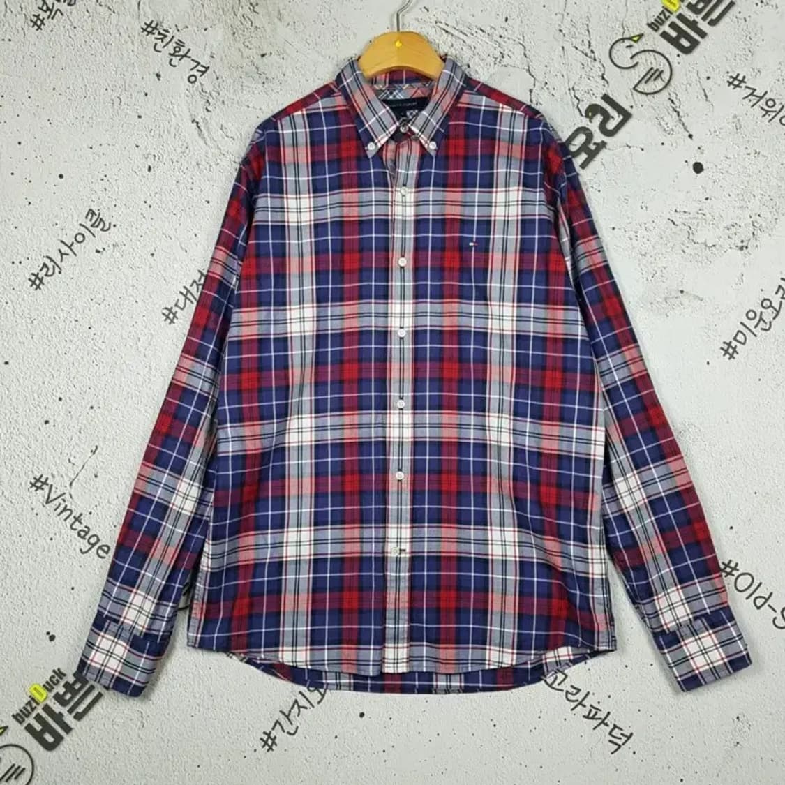 타미힐피거 셔츠 네이비 타탄체크 M 1100309 상품이미지1