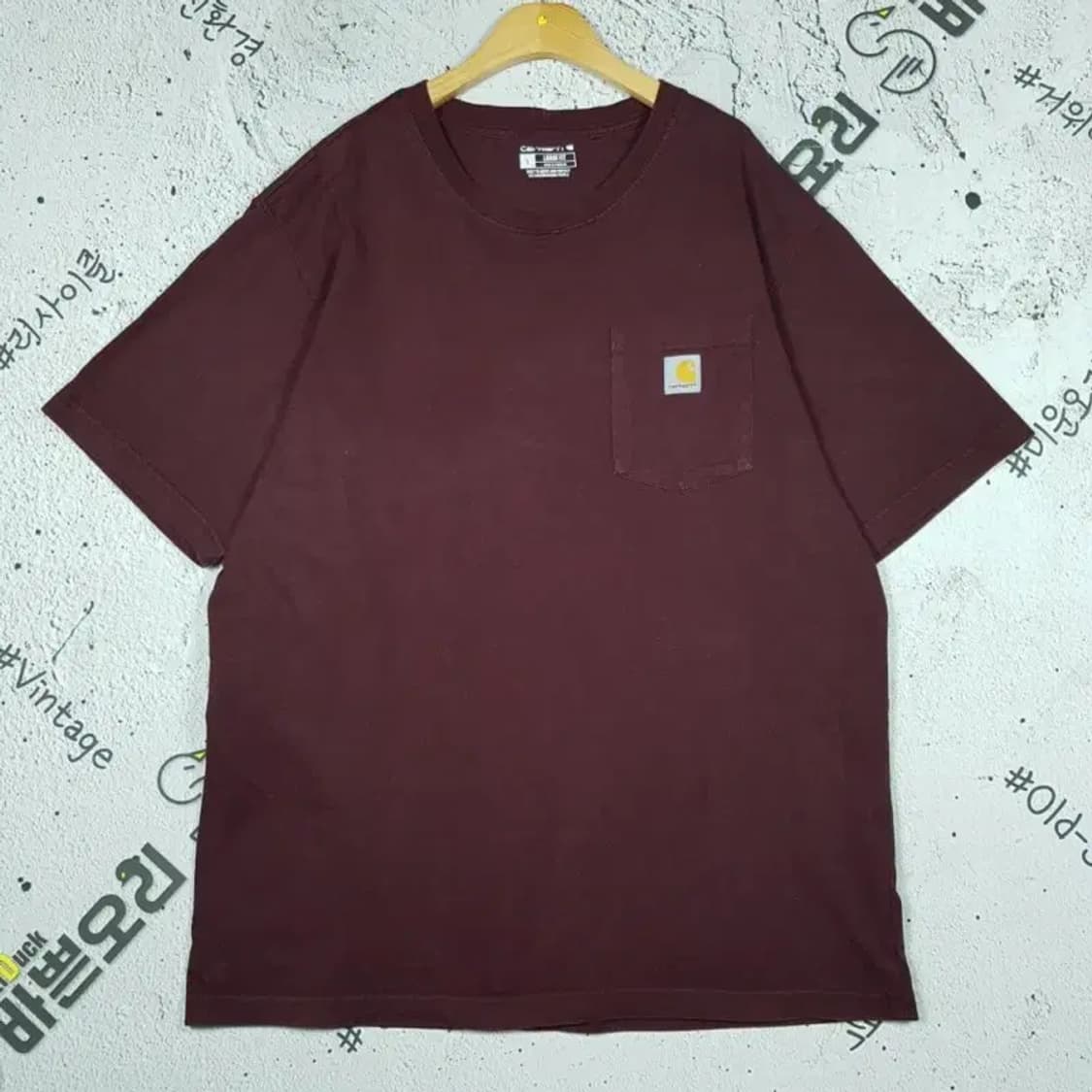 칼하트 포켓 반팔 티 빈티지 와인 L 1000473 상품이미지1
