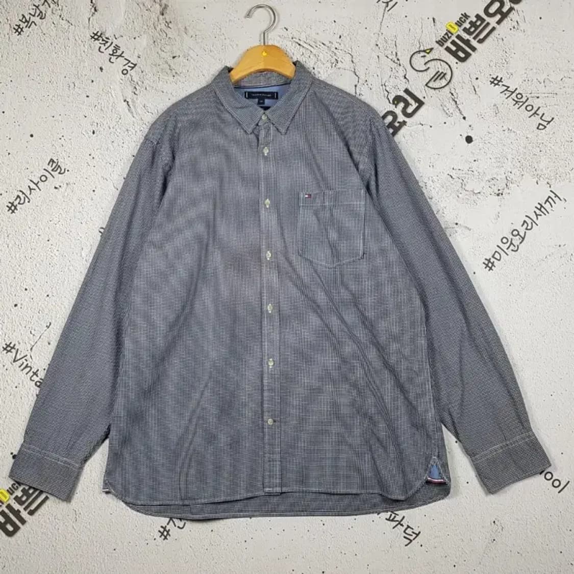 타미힐피거 셔츠 긴팔 네이비 셰퍼드체크 XXL 1100319 상품이미지1