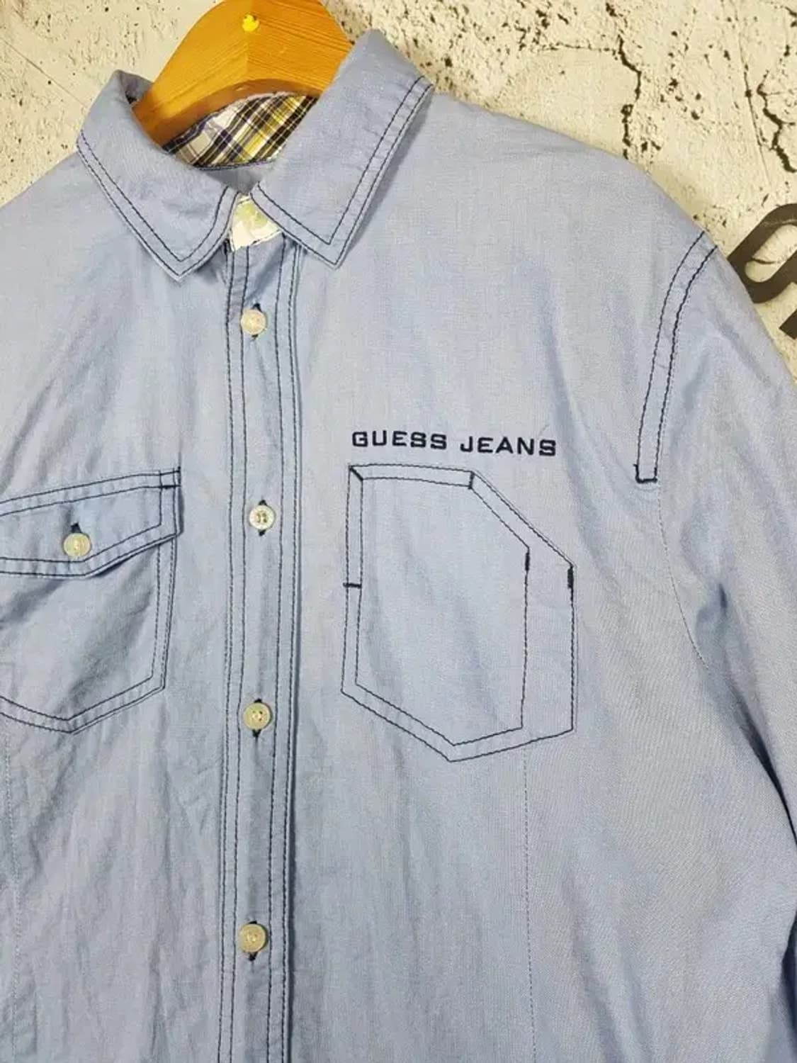 게스 GUESS 셔츠 긴팔 라이트 블루 솔리드 M 1100320 상품이미지3